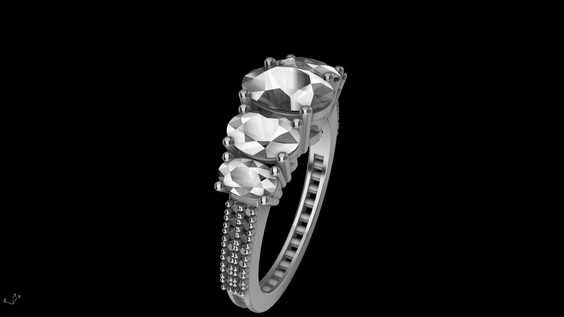 oval 5 stone engagement ring stl verified  3D print model_18