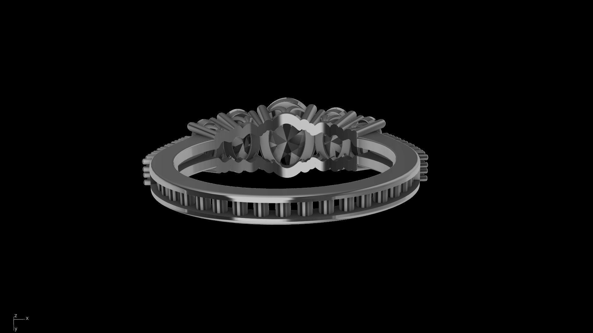 oval 5 stone engagement ring stl verified  3D print model_14