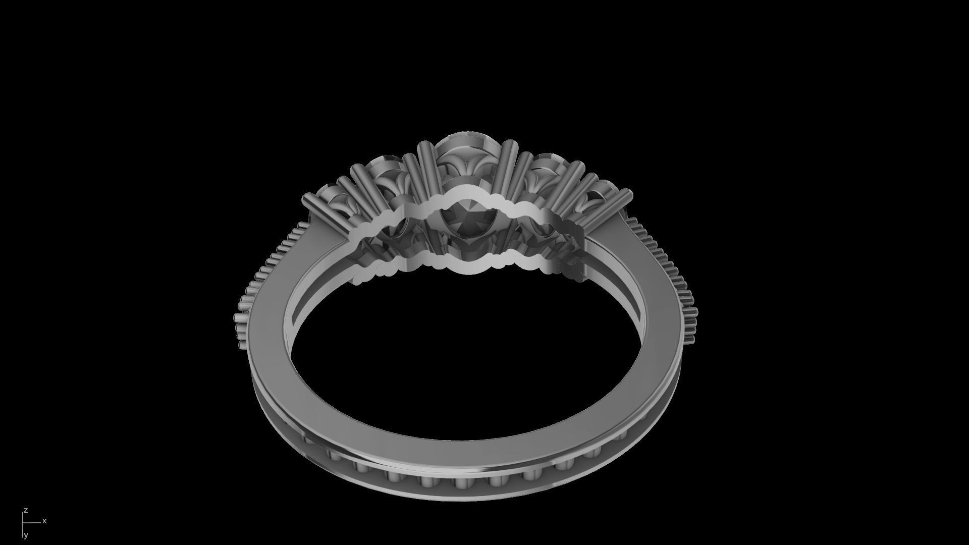 oval 5 stone engagement ring stl verified  3D print model_13