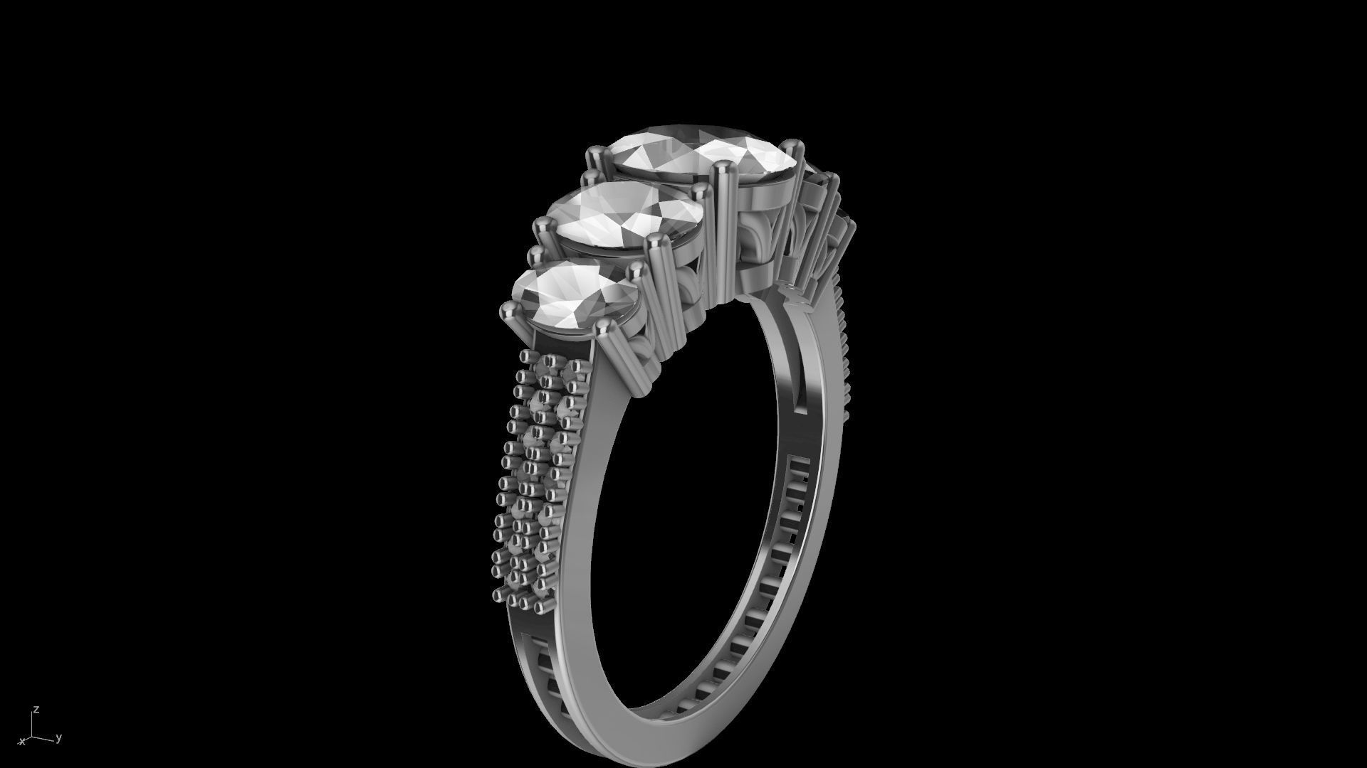 oval 5 stone engagement ring stl verified  3D print model_12