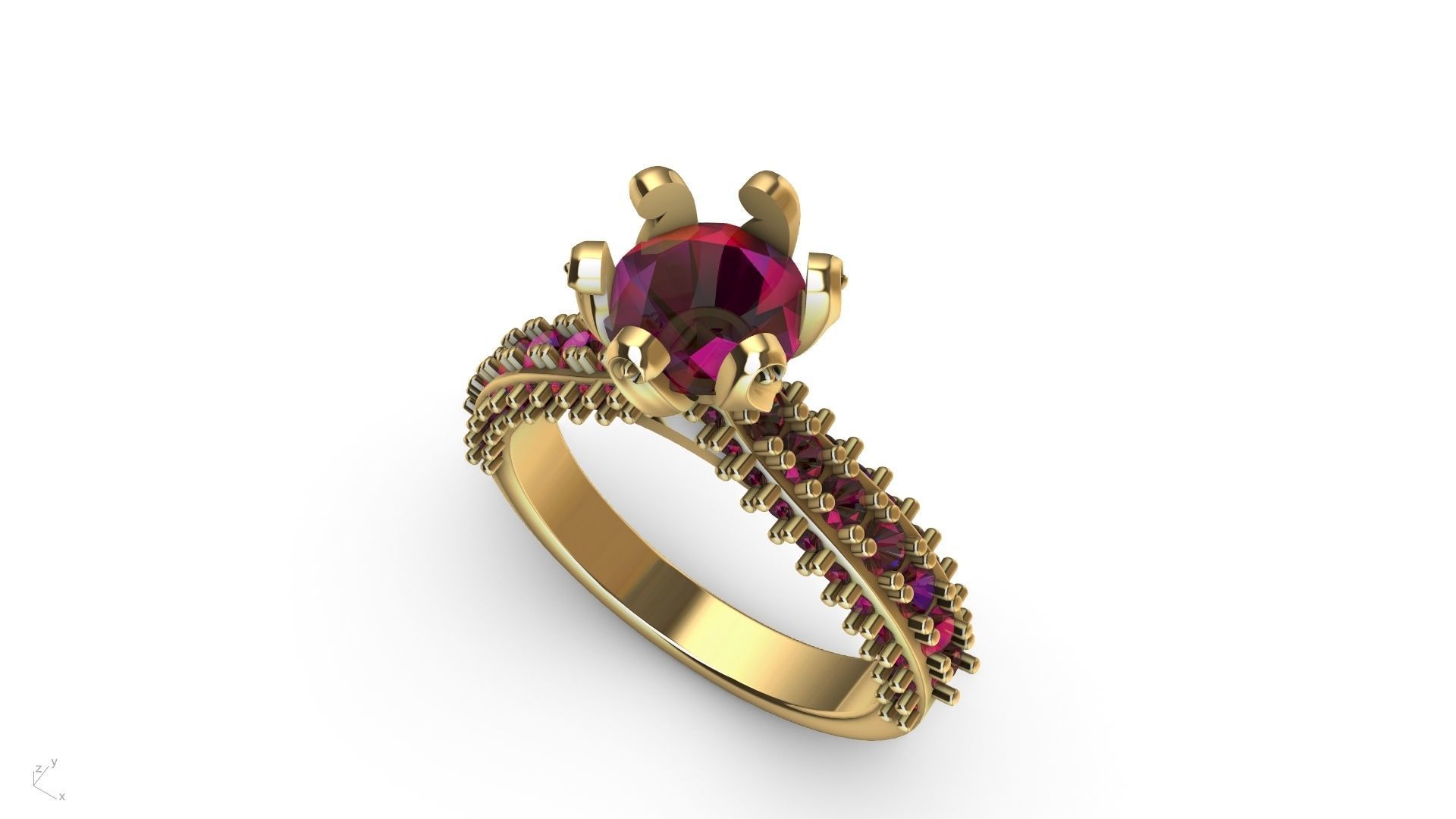 one carat cathedral engagement ring stl verified  3D print model_14