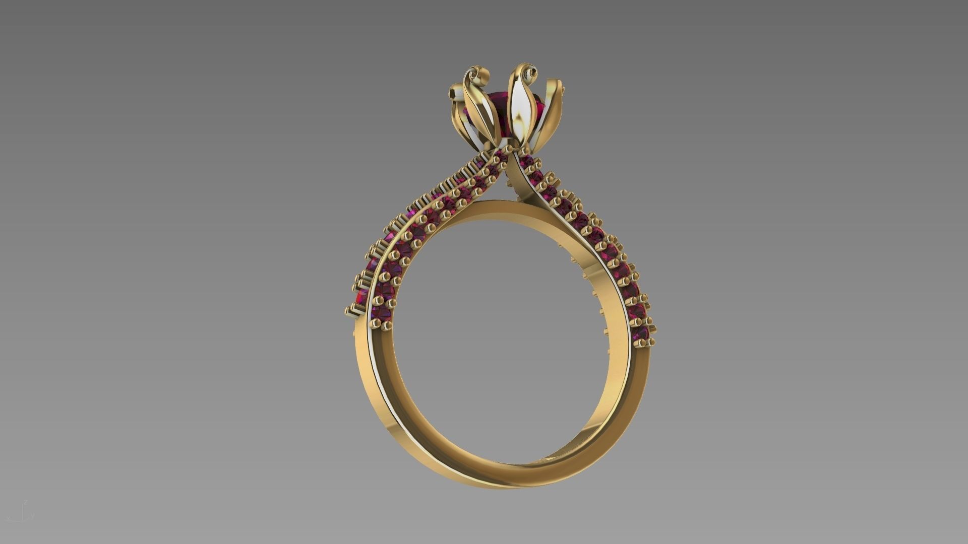 one carat cathedral engagement ring stl verified  3D print model_30