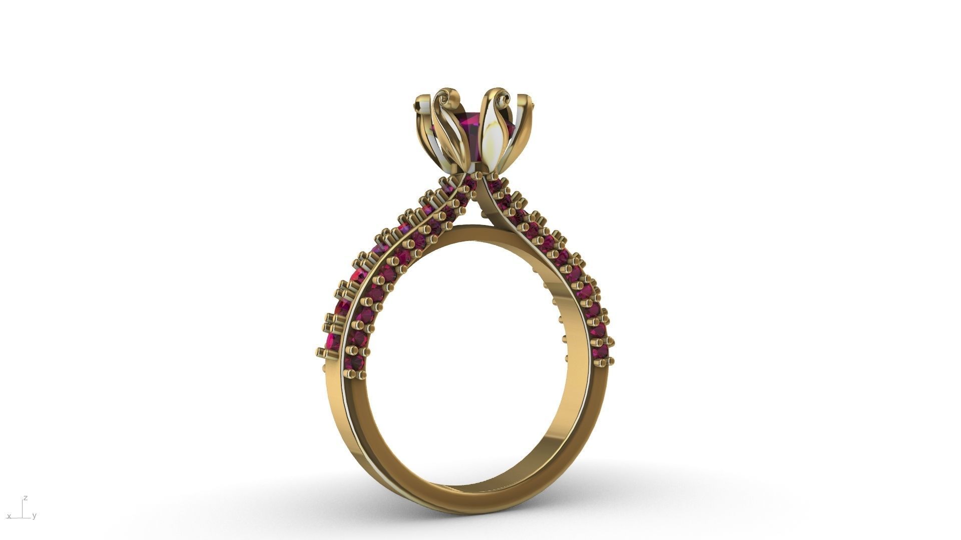 one carat cathedral engagement ring stl verified  3D print model_10