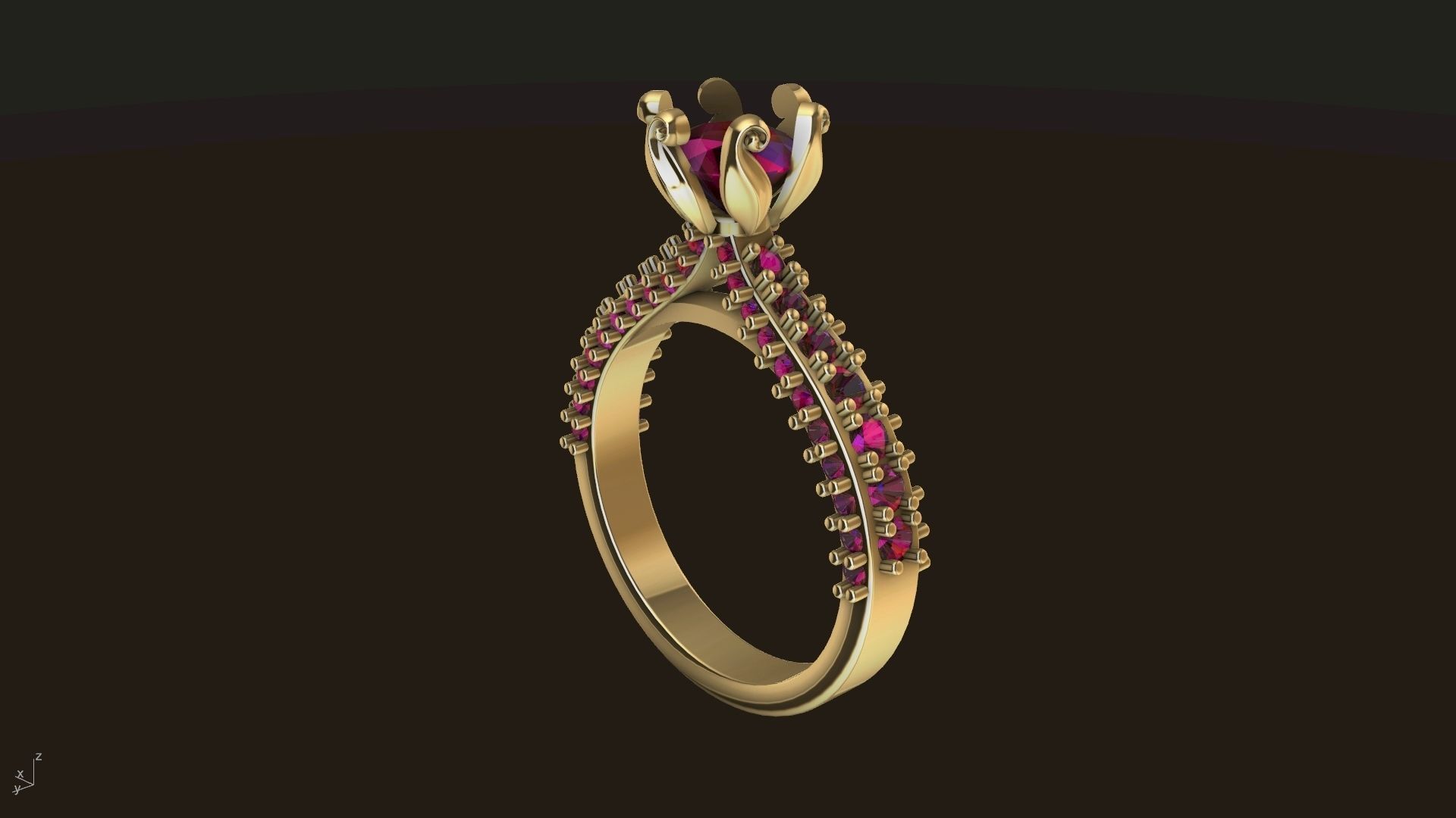 one carat cathedral engagement ring stl verified  3D print model_29
