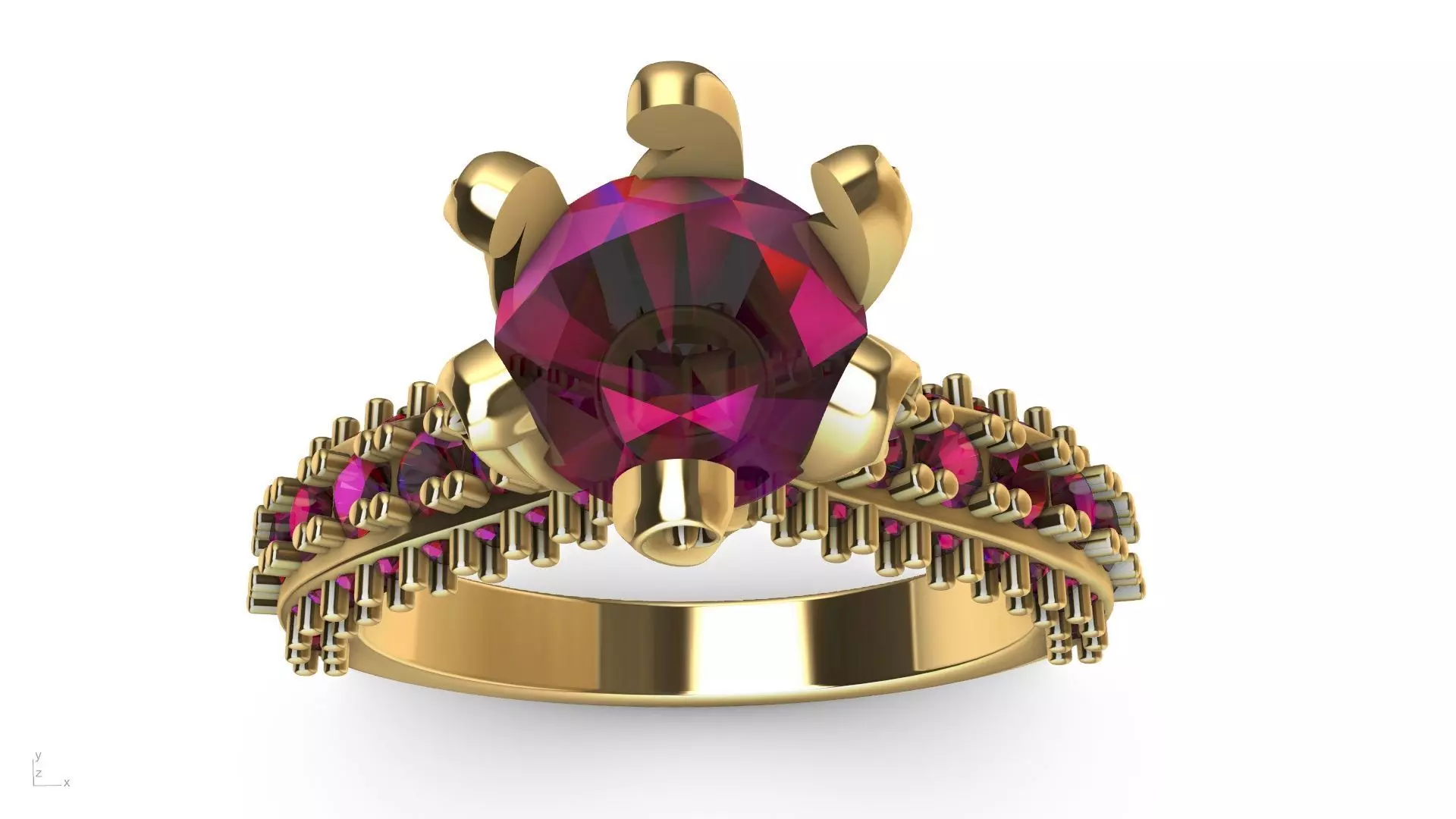 one carat cathedral engagement ring stl verified  3D print model_0