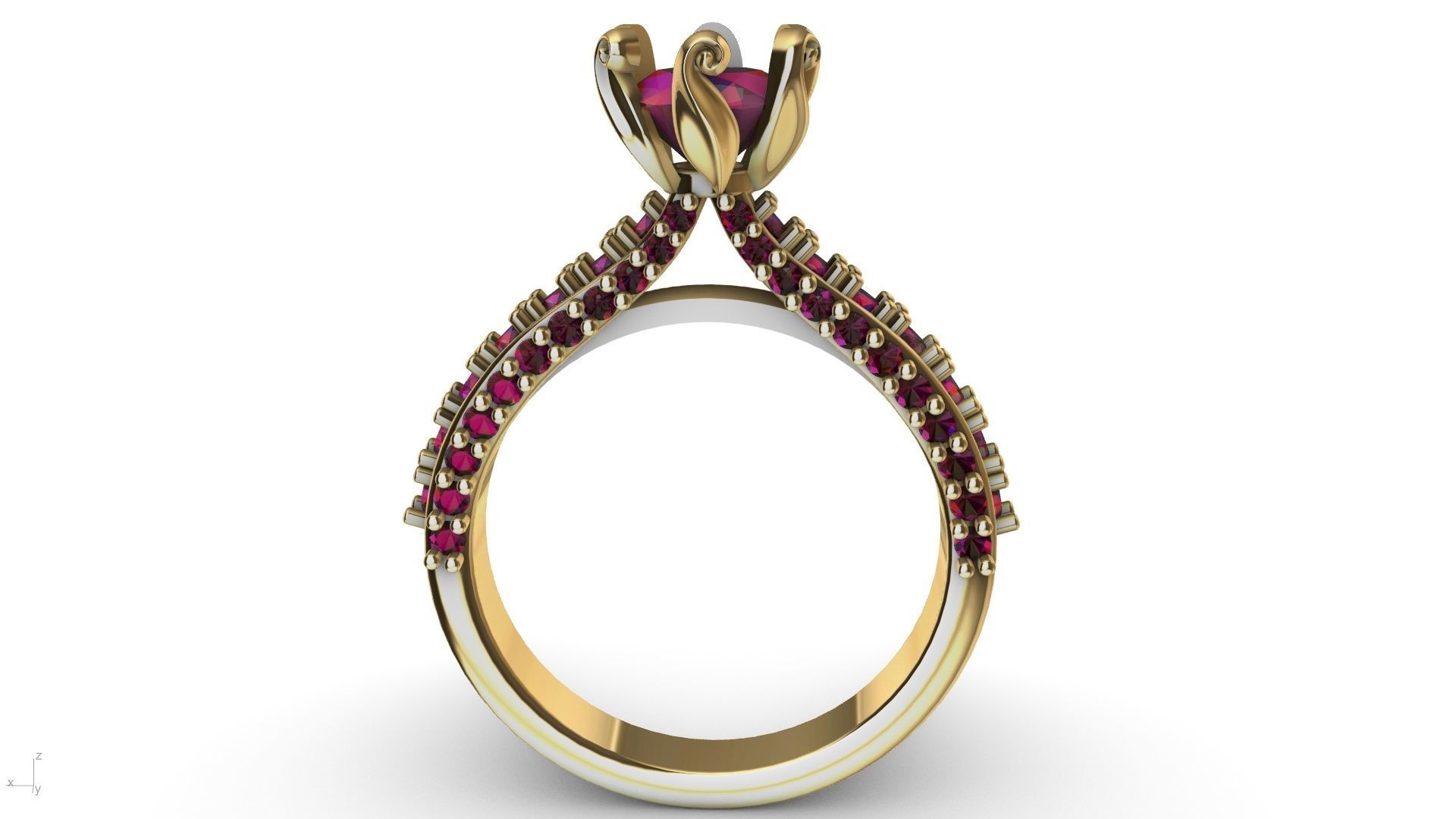 one carat cathedral engagement ring stl verified  3D print model_18