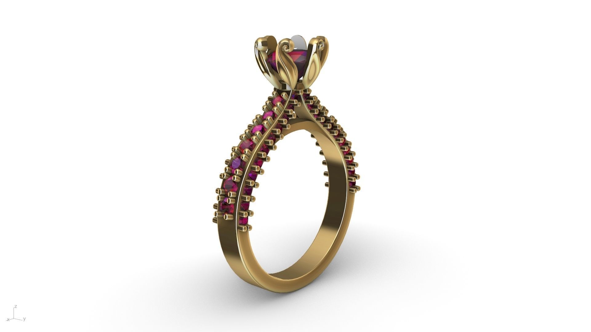 one carat cathedral engagement ring stl verified  3D print model_21