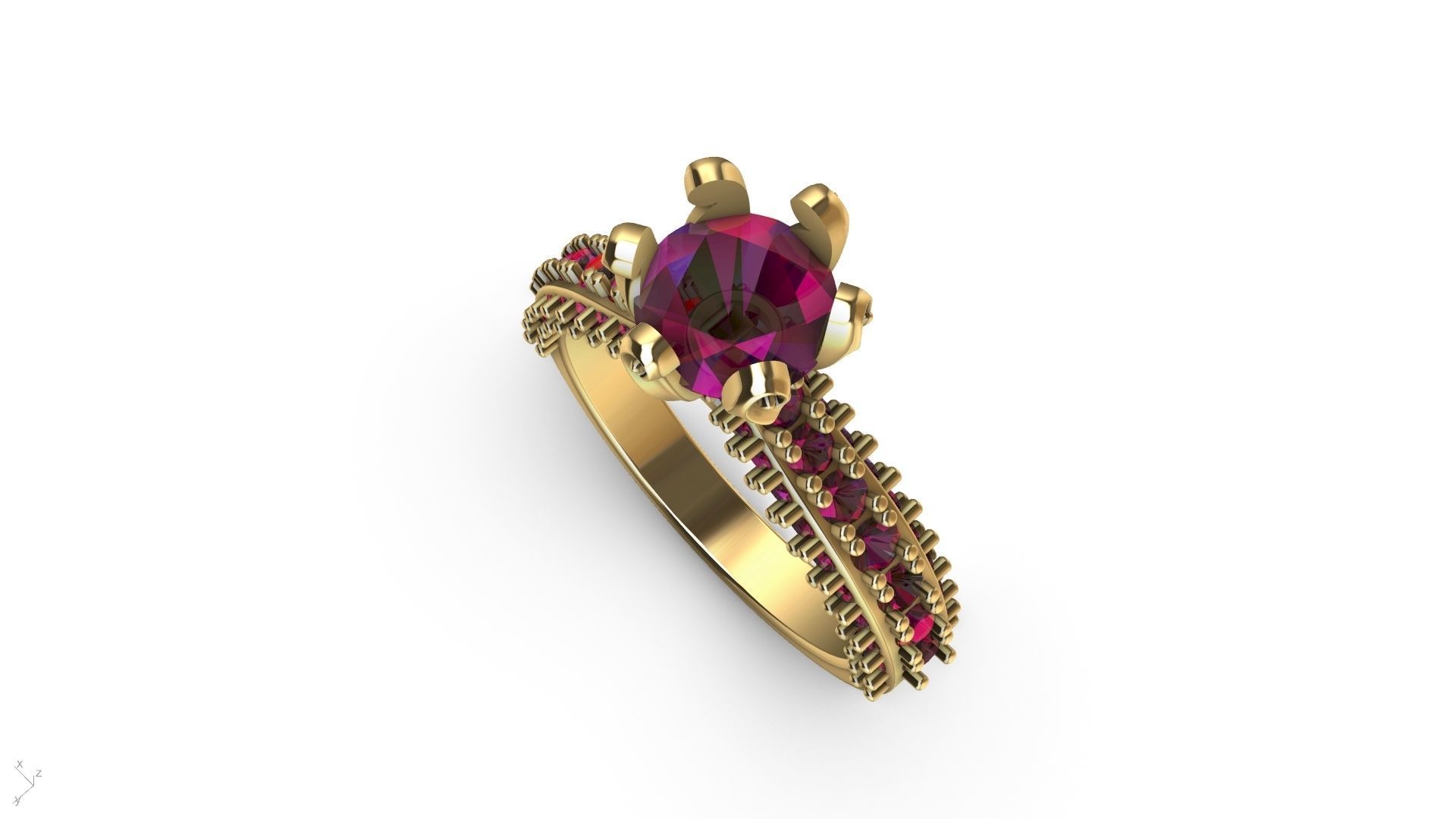 one carat cathedral engagement ring stl verified  3D print model_3