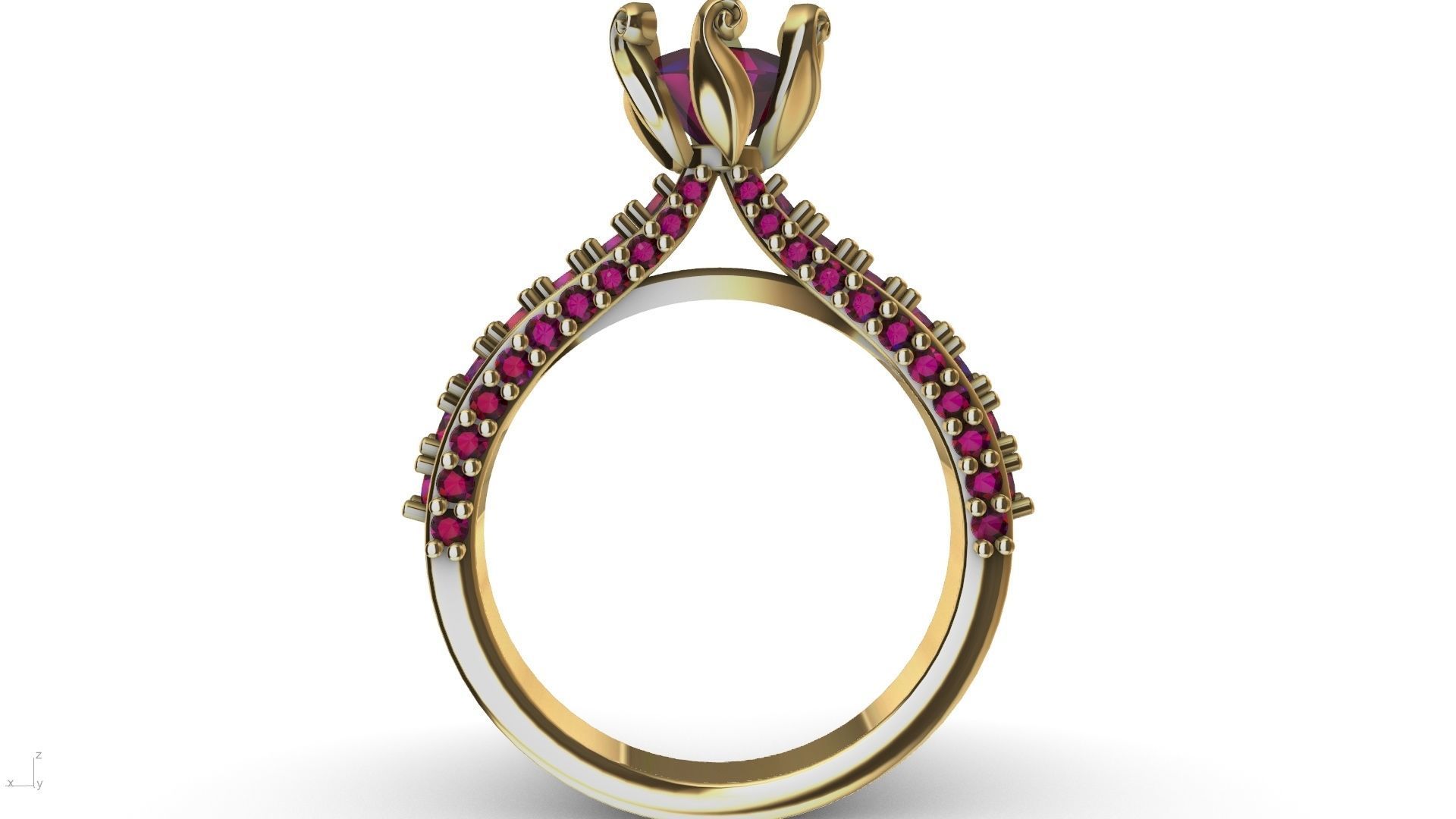 one carat cathedral engagement ring stl verified  3D print model_7