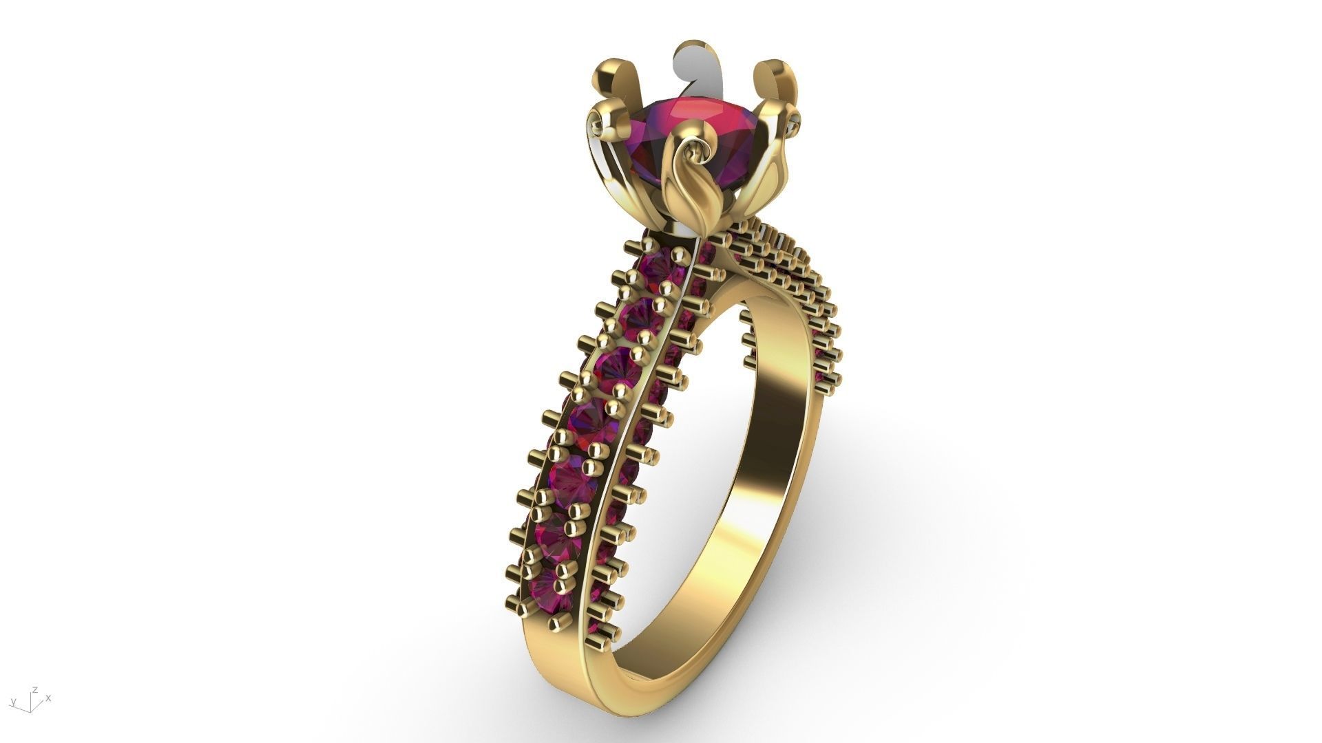 one carat cathedral engagement ring stl verified  3D print model_4