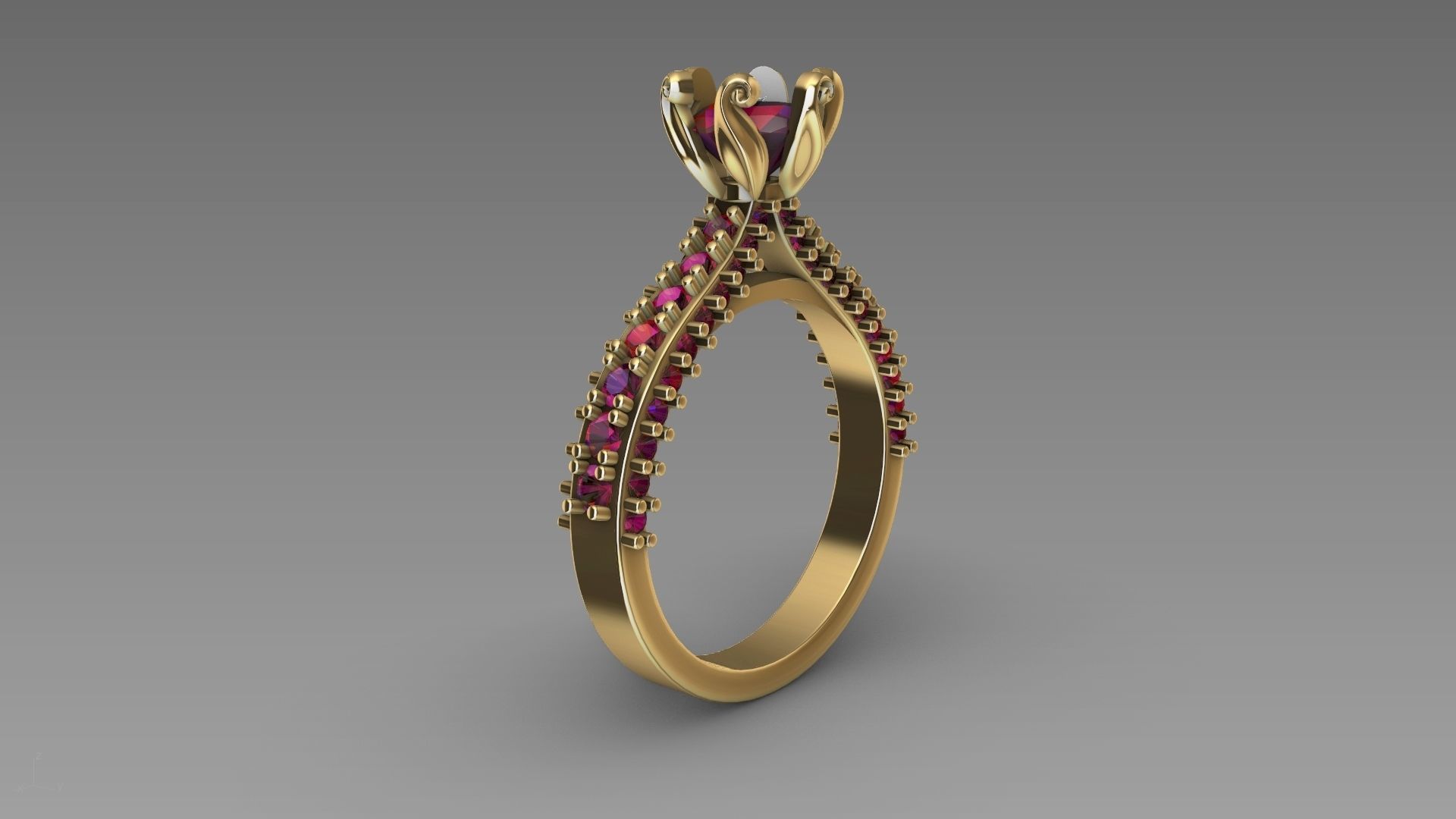 one carat cathedral engagement ring stl verified  3D print model_22