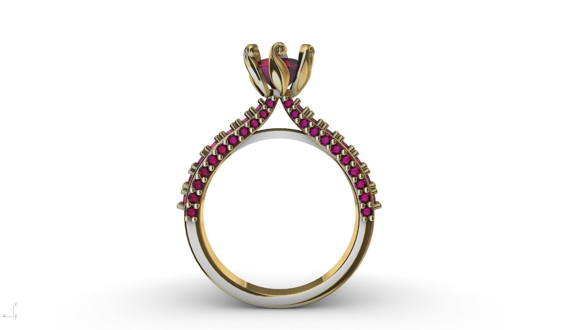 one carat cathedral engagement ring stl verified  3D print model_8