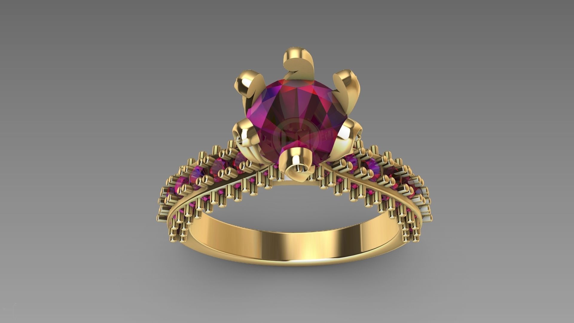 one carat cathedral engagement ring stl verified  3D print model_27
