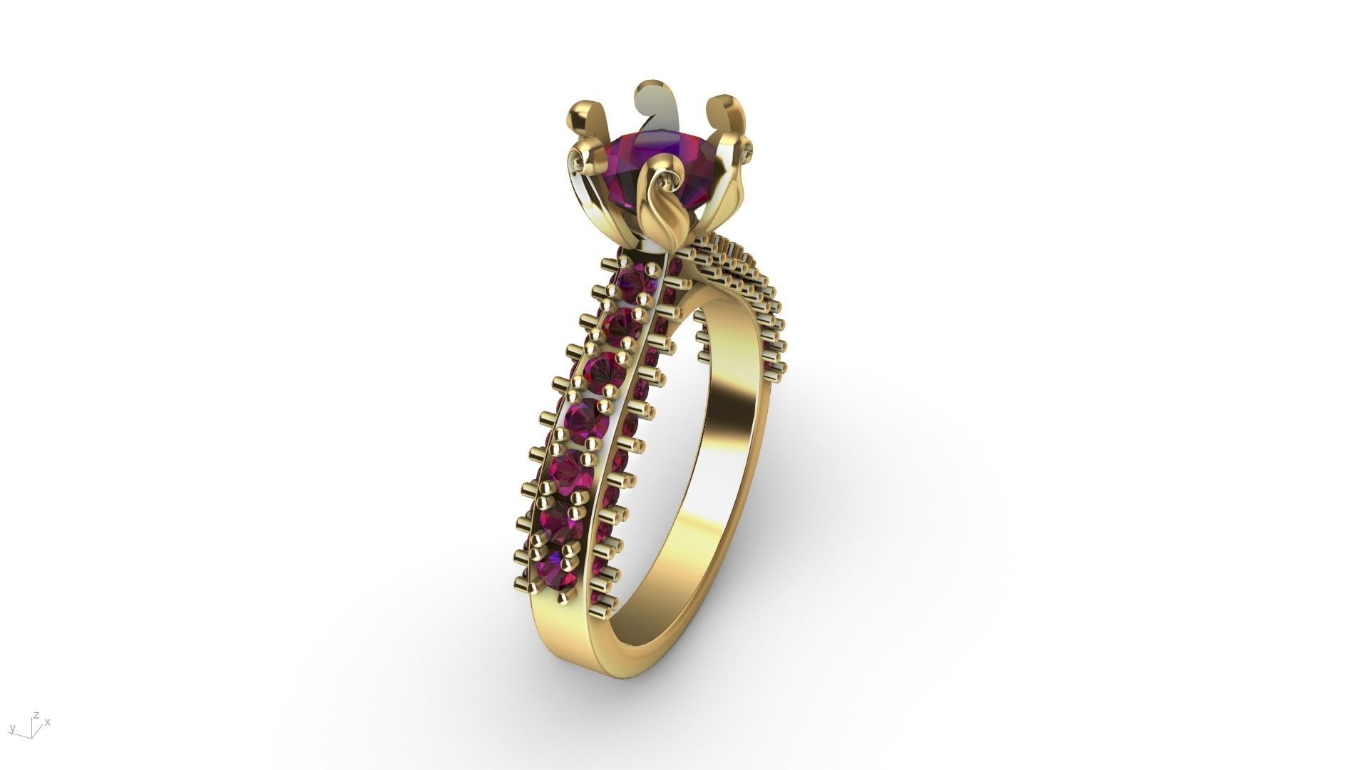 one carat cathedral engagement ring stl verified  3D print model_17