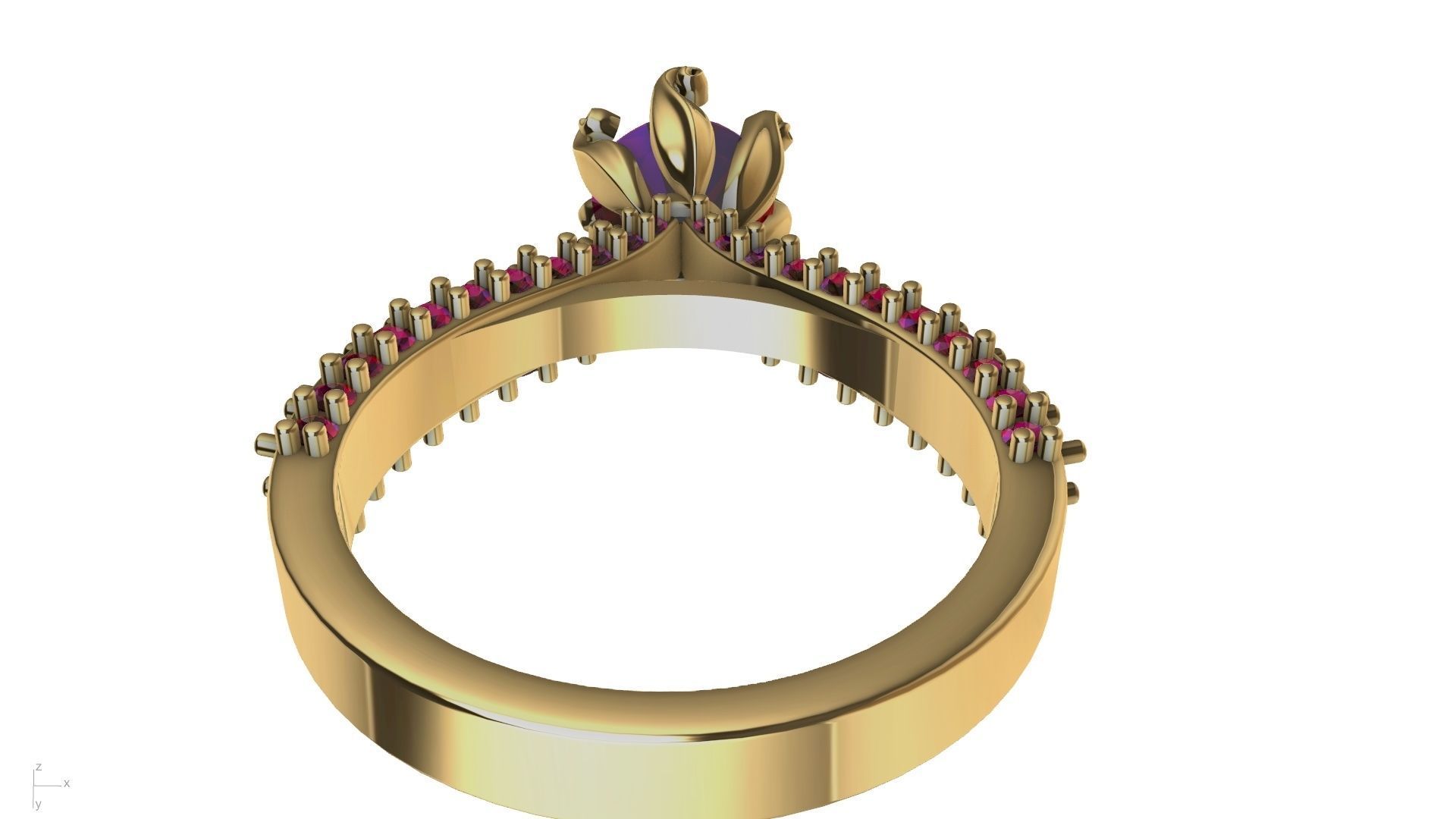 one carat cathedral engagement ring stl verified  3D print model_13