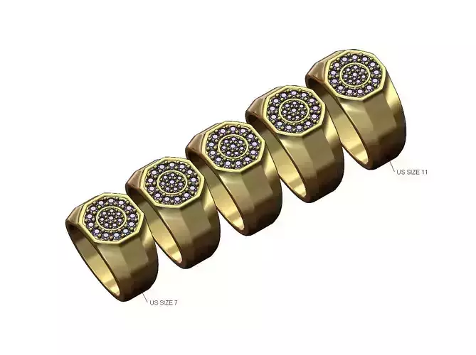 Diamond octagonal ring US sizes 7to11