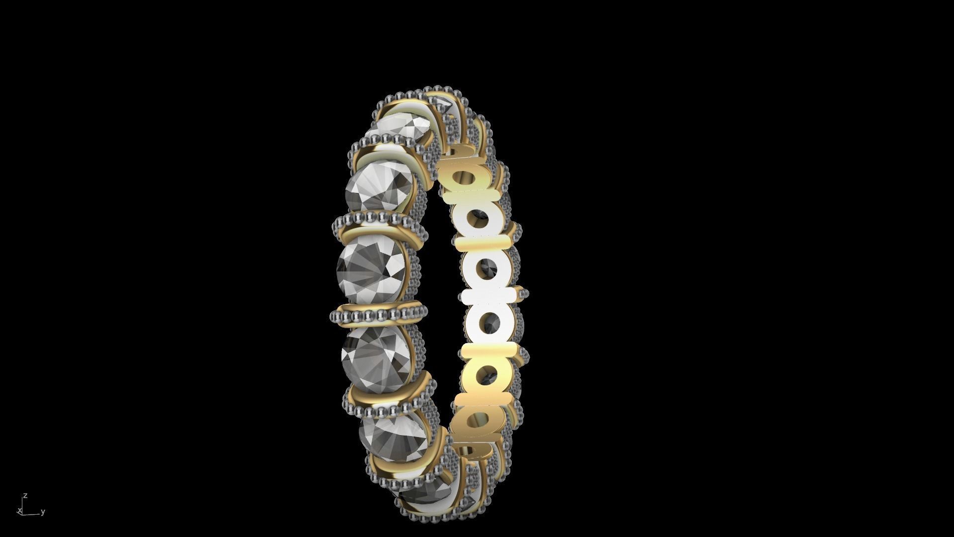 milgrain bar set eternity ring stl verified  3D print model_11