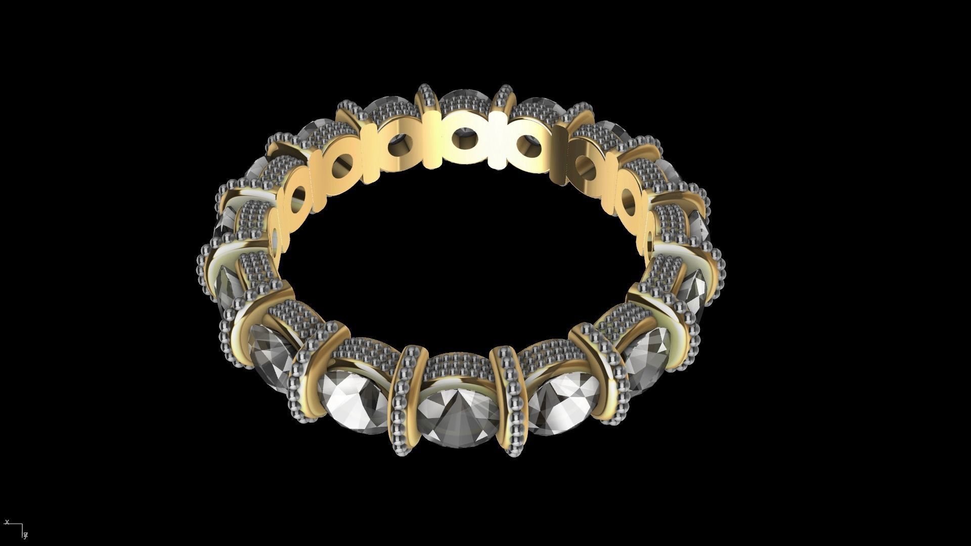milgrain bar set eternity ring stl verified  3D print model_20