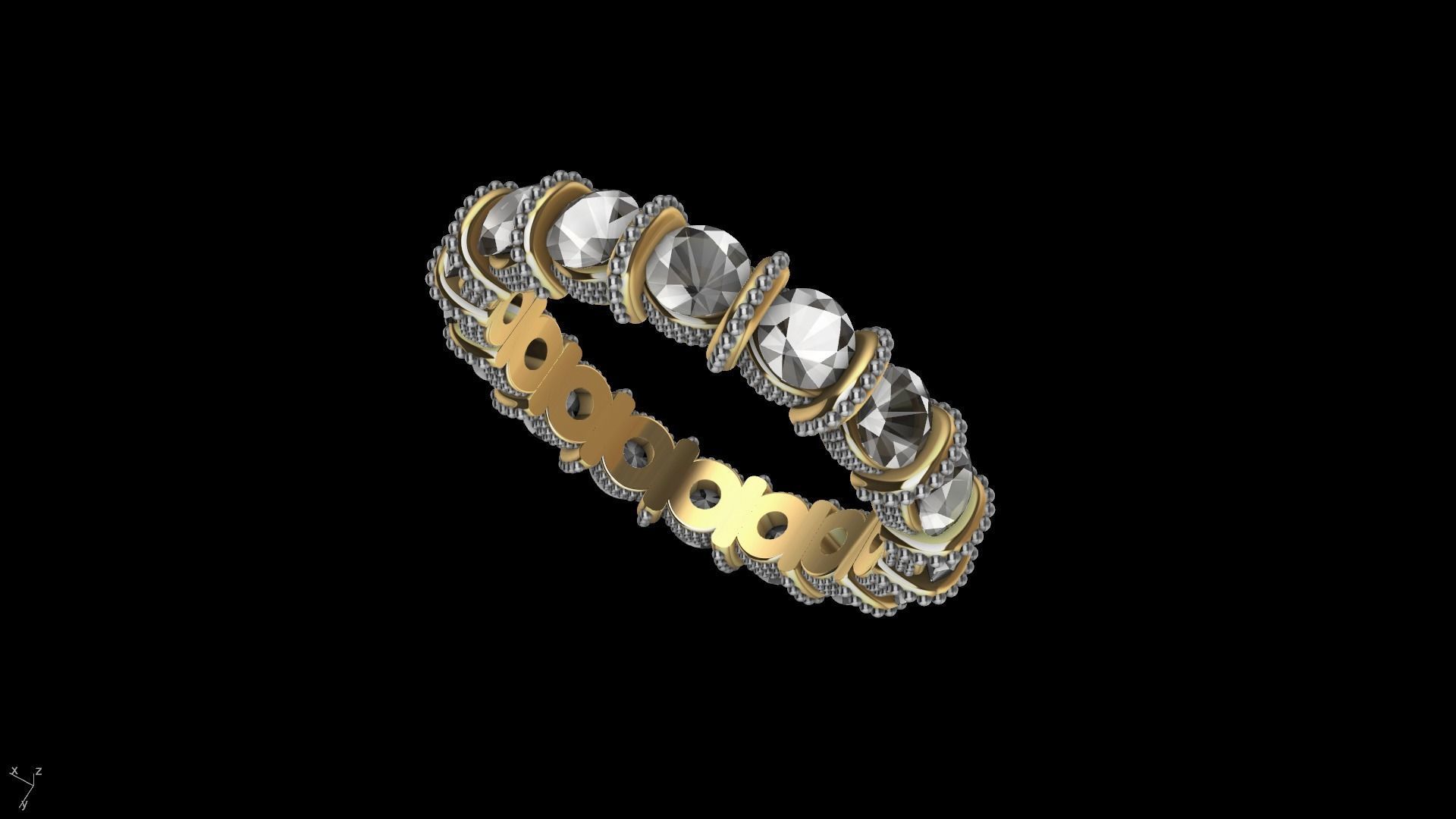 milgrain bar set eternity ring stl verified  3D print model_16