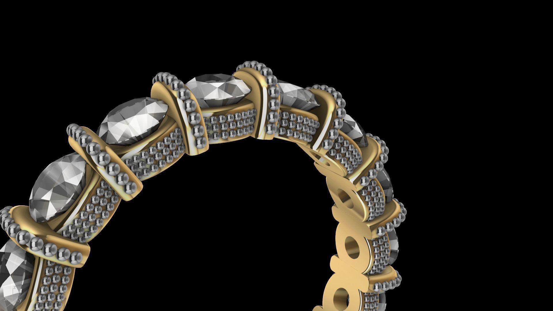 milgrain bar set eternity ring stl verified  3D print model_9