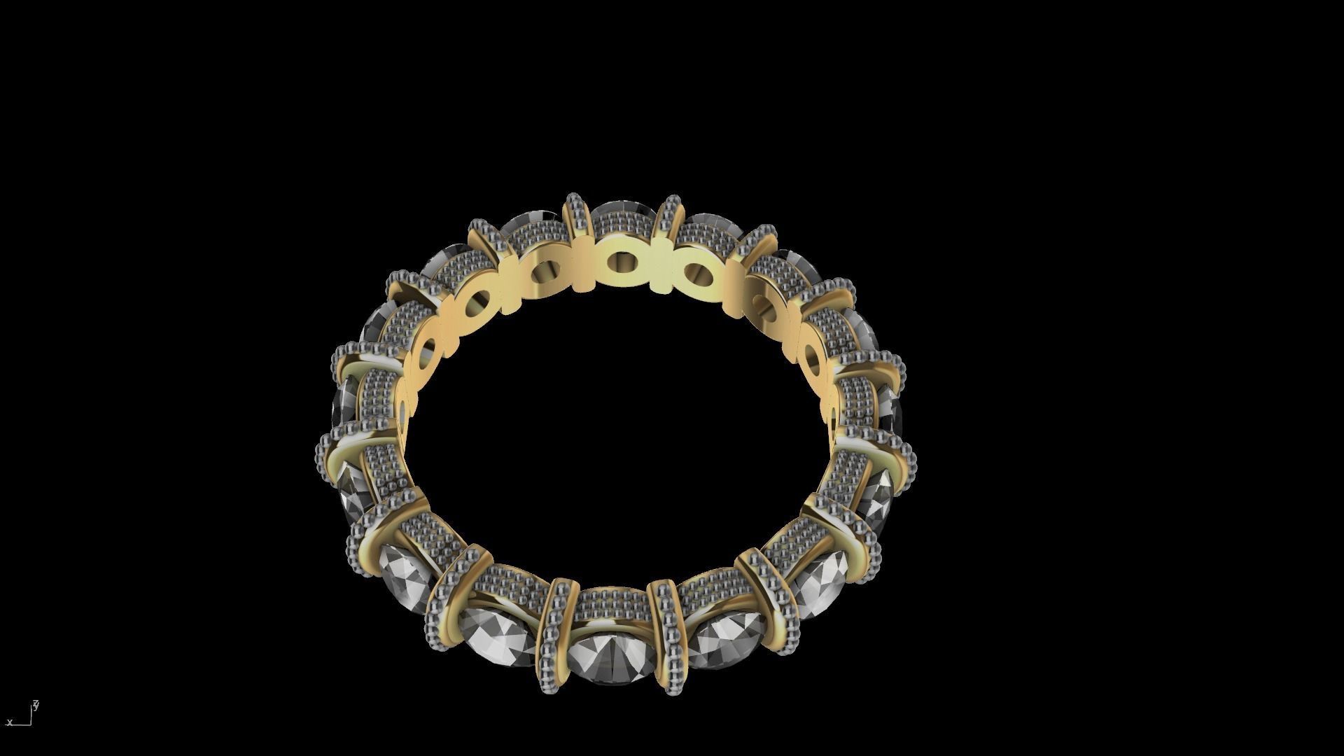 milgrain bar set eternity ring stl verified  3D print model_15