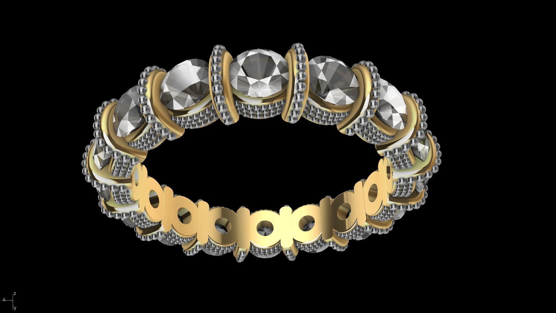 milgrain bar set eternity ring stl verified  3D print model_5