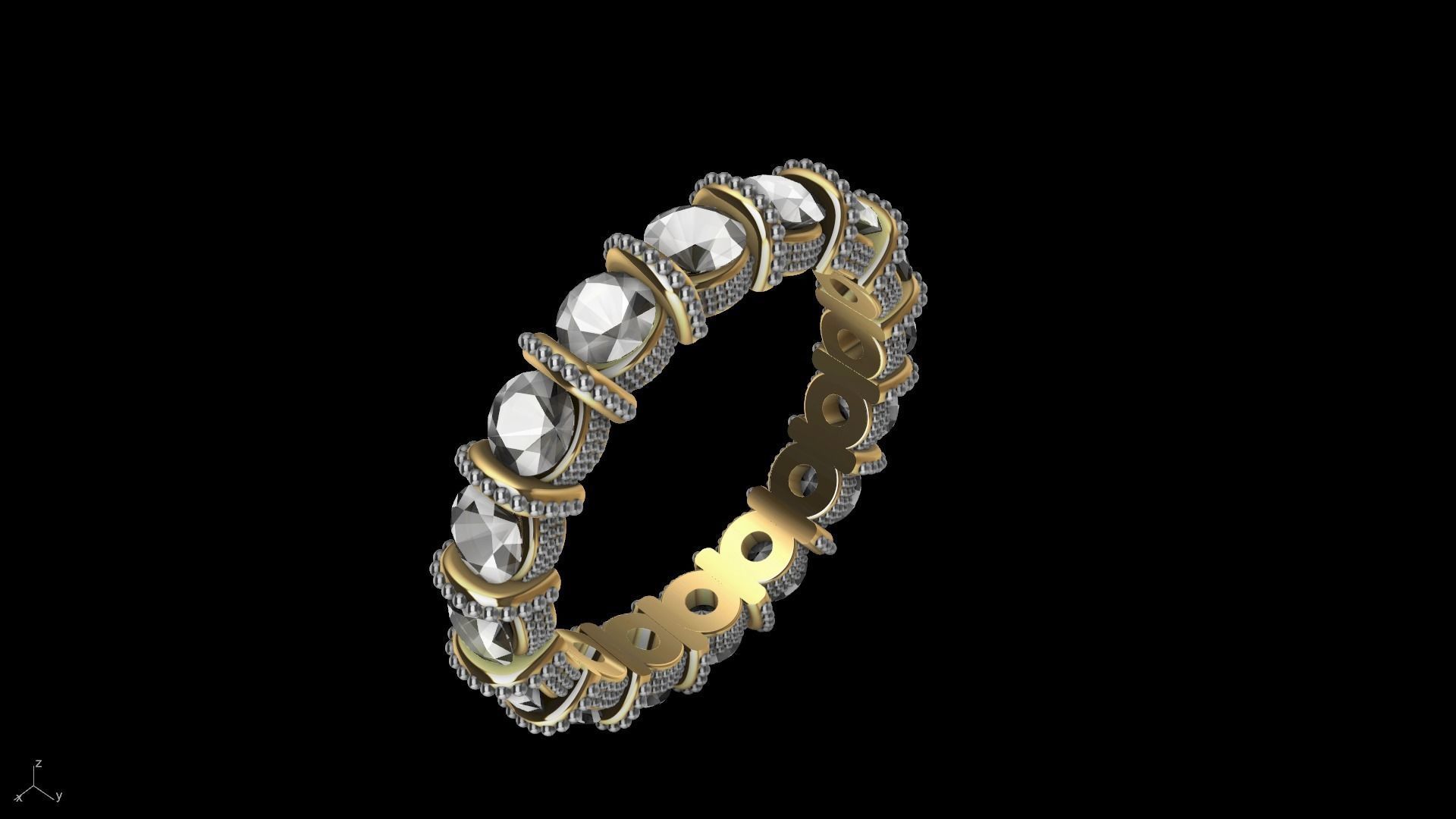 milgrain bar set eternity ring stl verified  3D print model_17