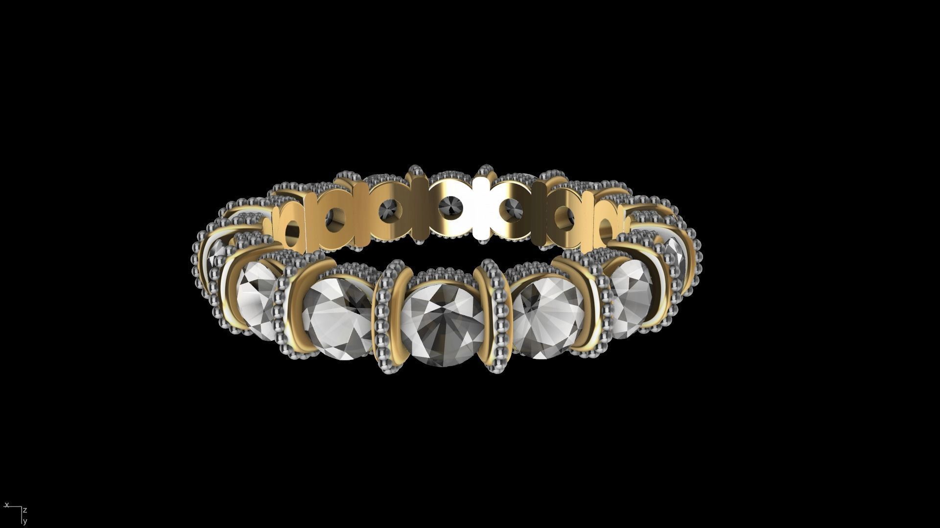 milgrain bar set eternity ring stl verified  3D print model_19