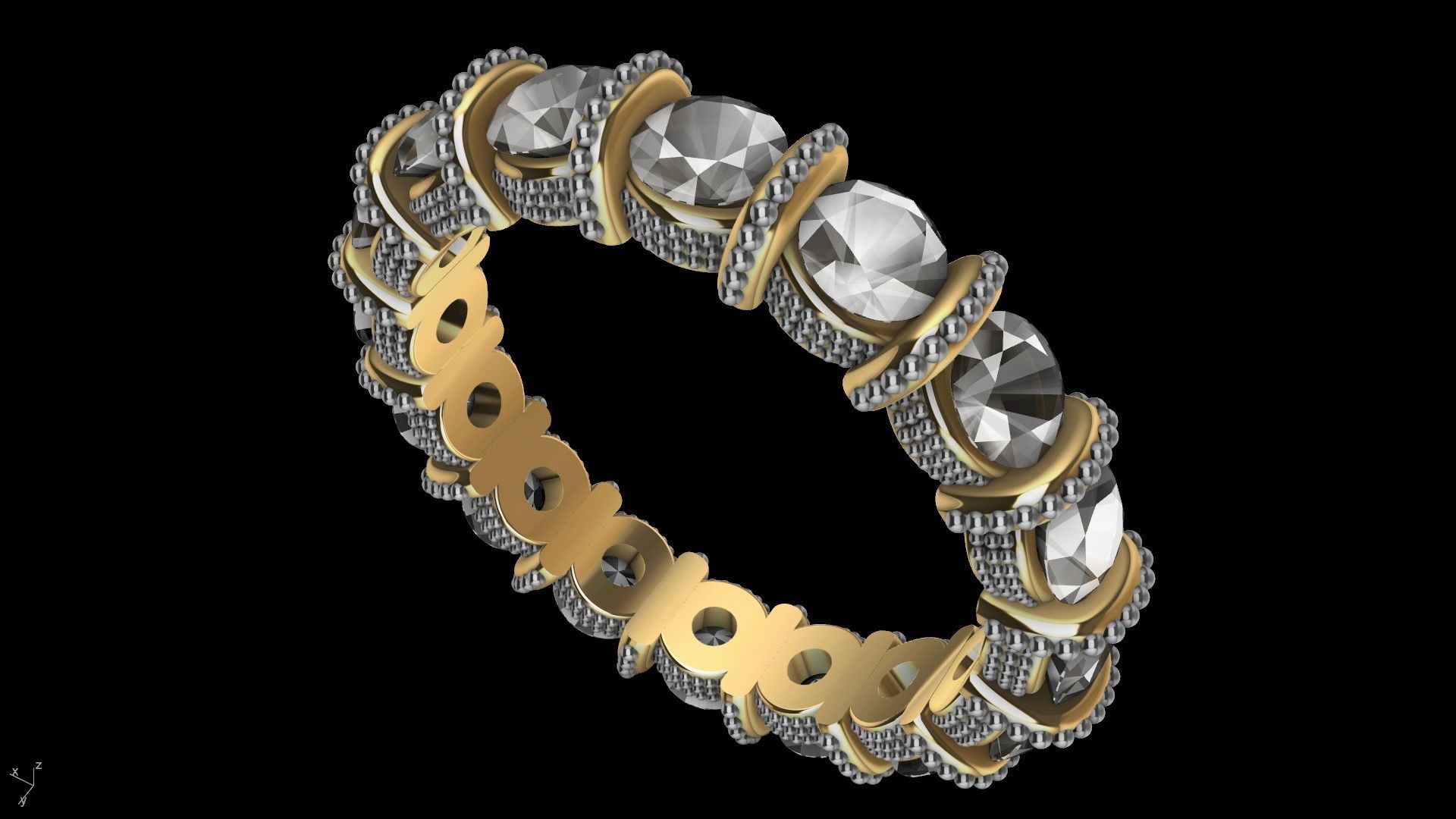 milgrain bar set eternity ring stl verified  3D print model_1