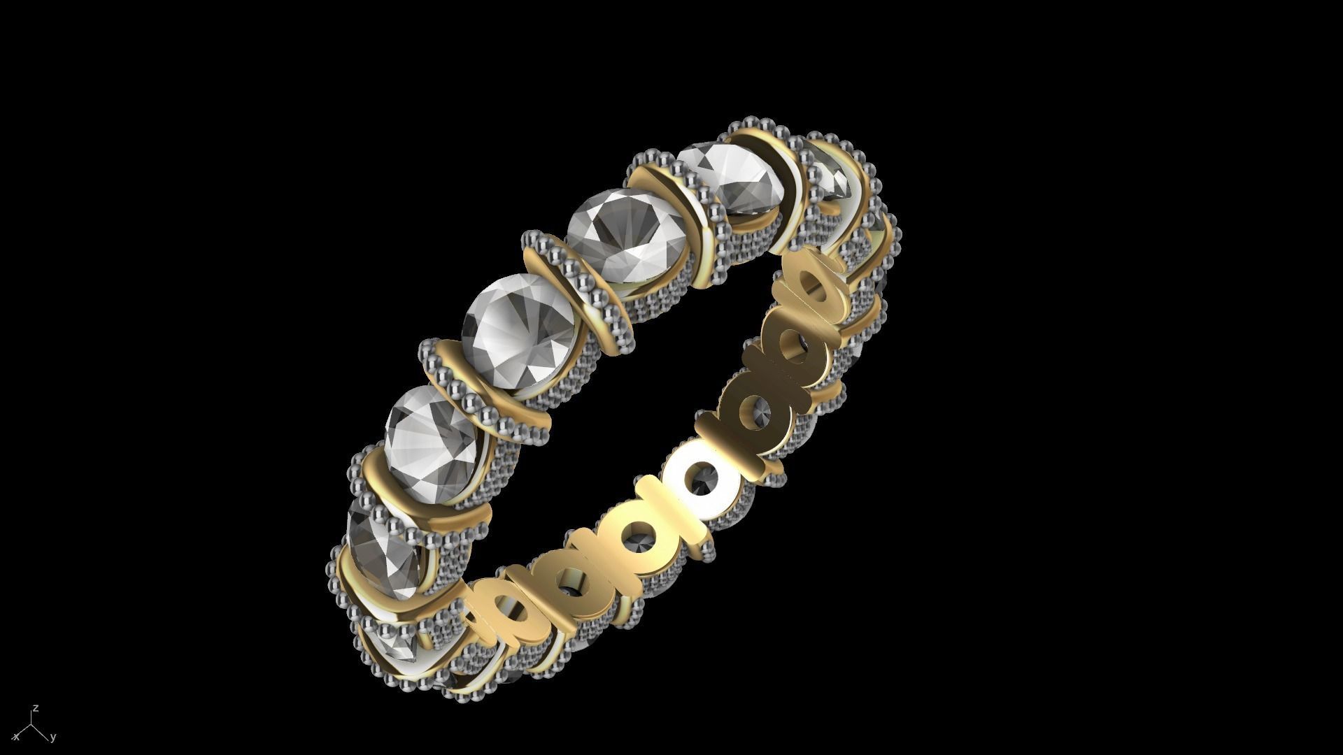 milgrain bar set eternity ring stl verified  3D print model_2