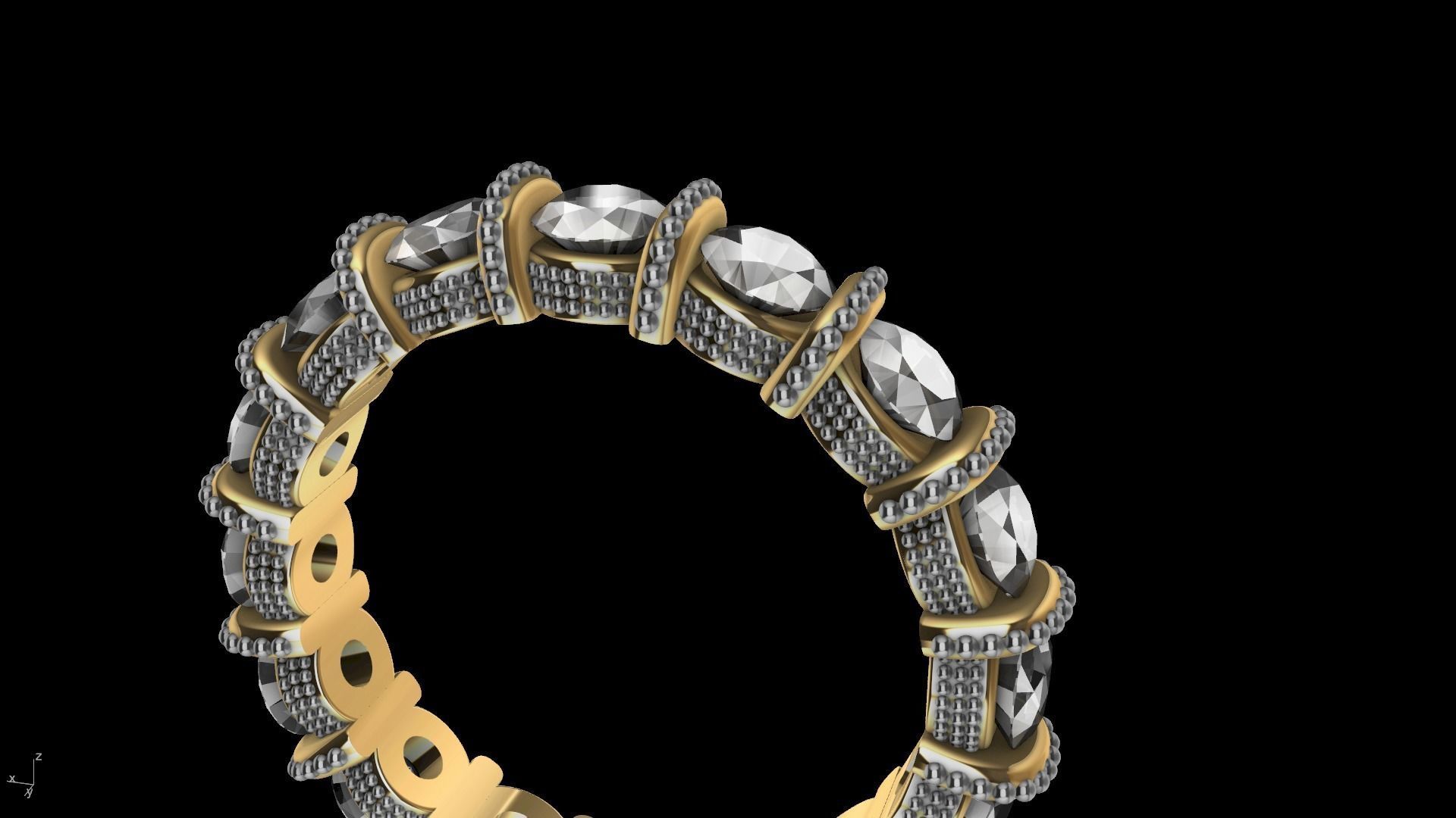 milgrain bar set eternity ring stl verified  3D print model_10