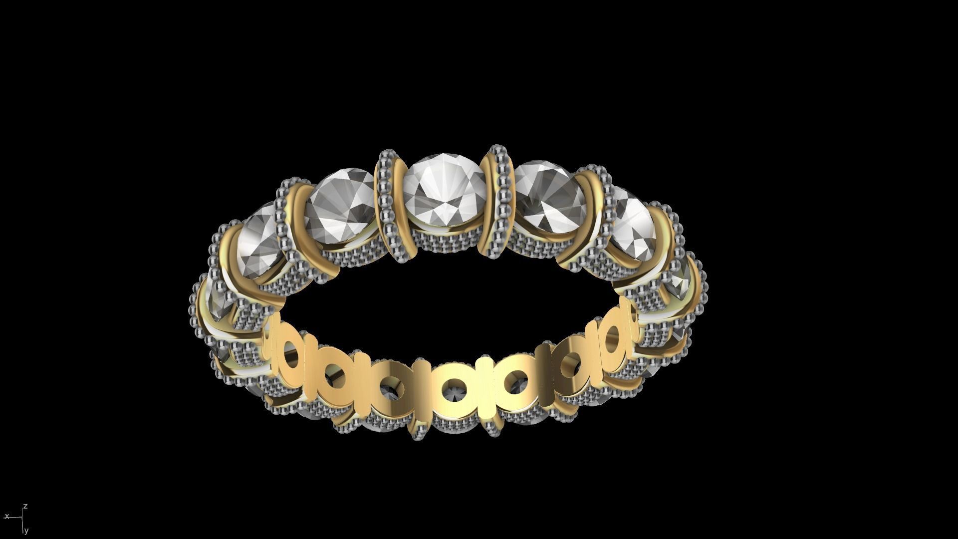 milgrain bar set eternity ring stl verified  3D print model_18