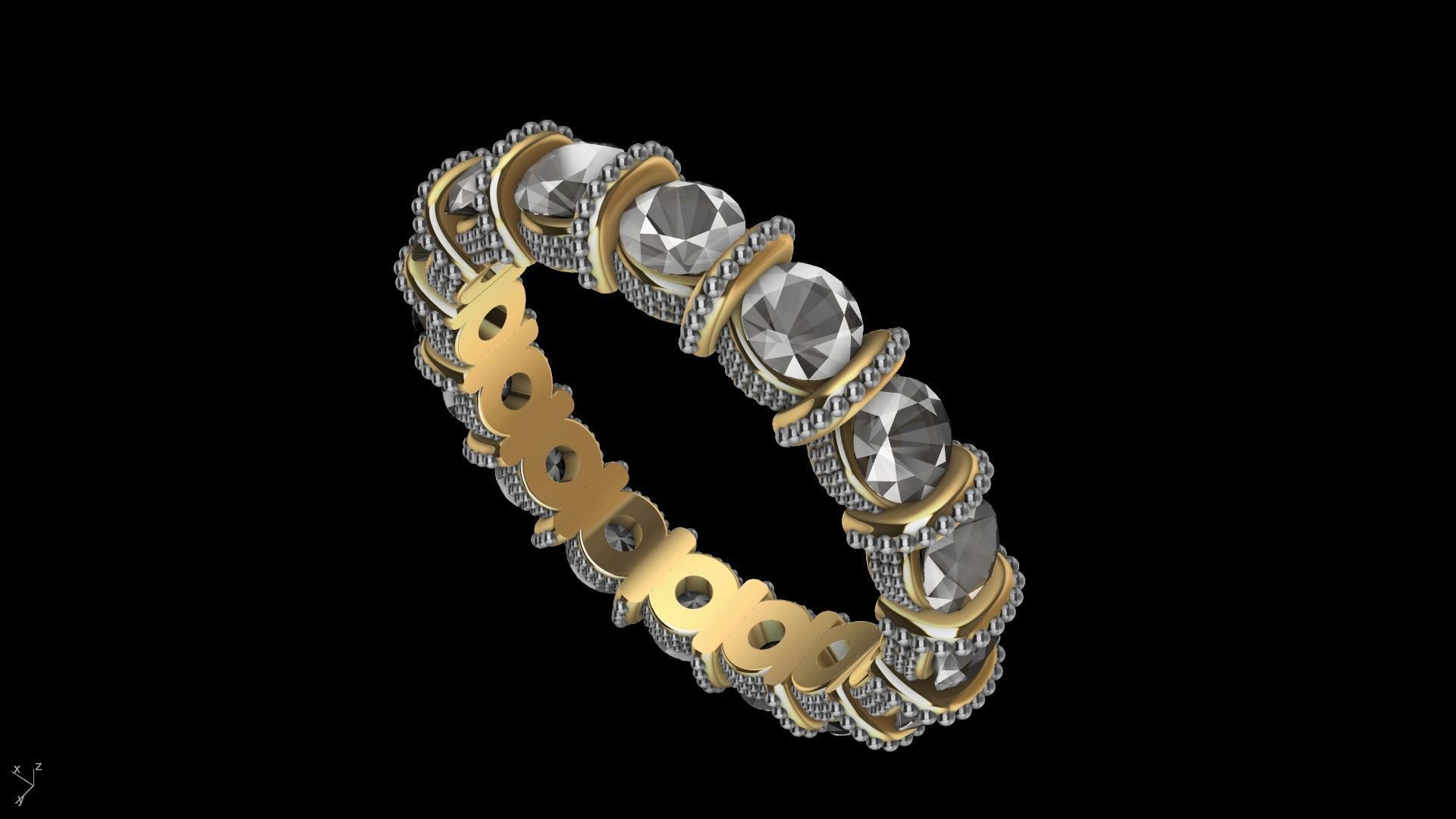 milgrain bar set eternity ring stl verified  3D print model_6
