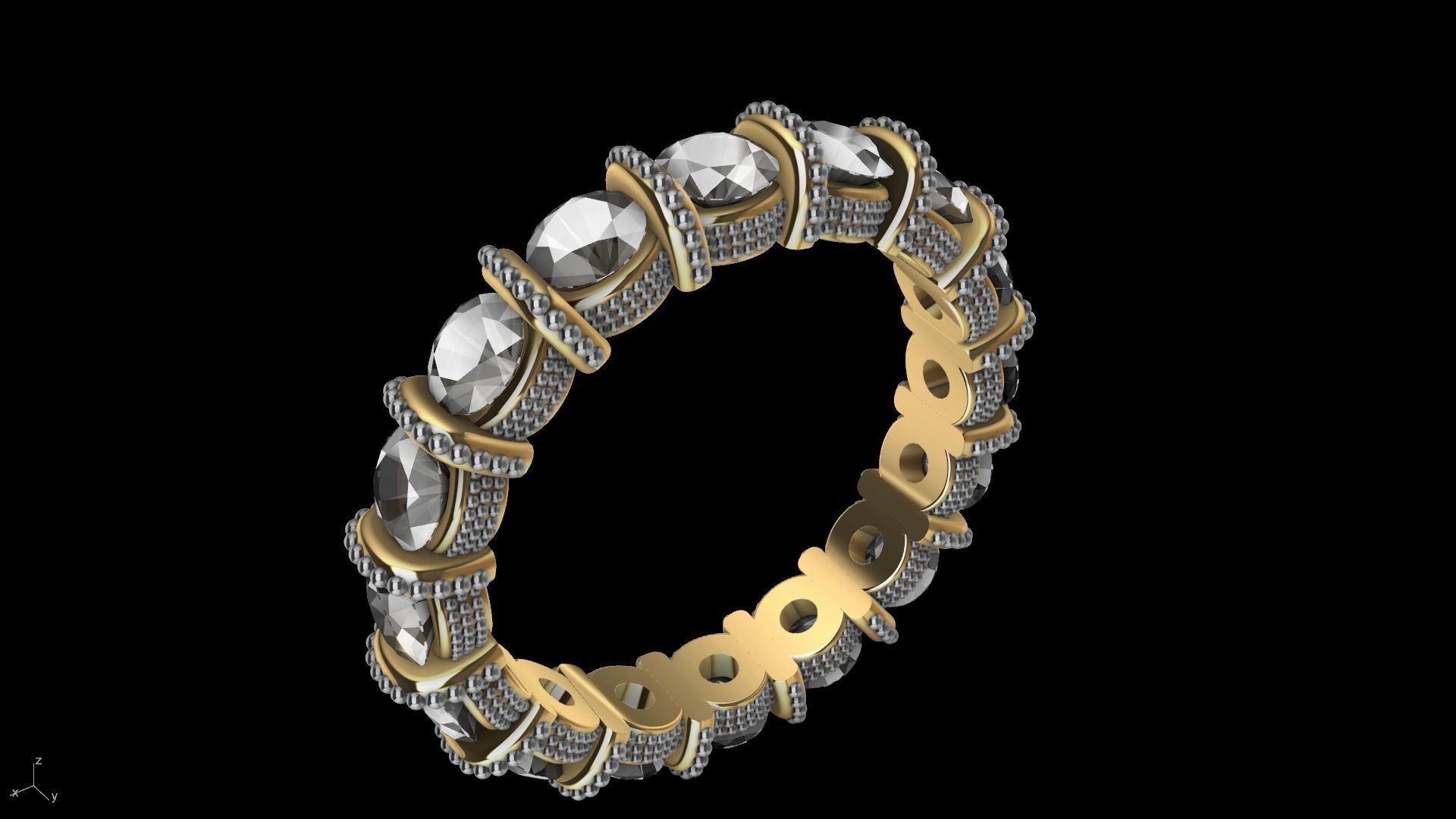 milgrain bar set eternity ring stl verified  3D print model_7