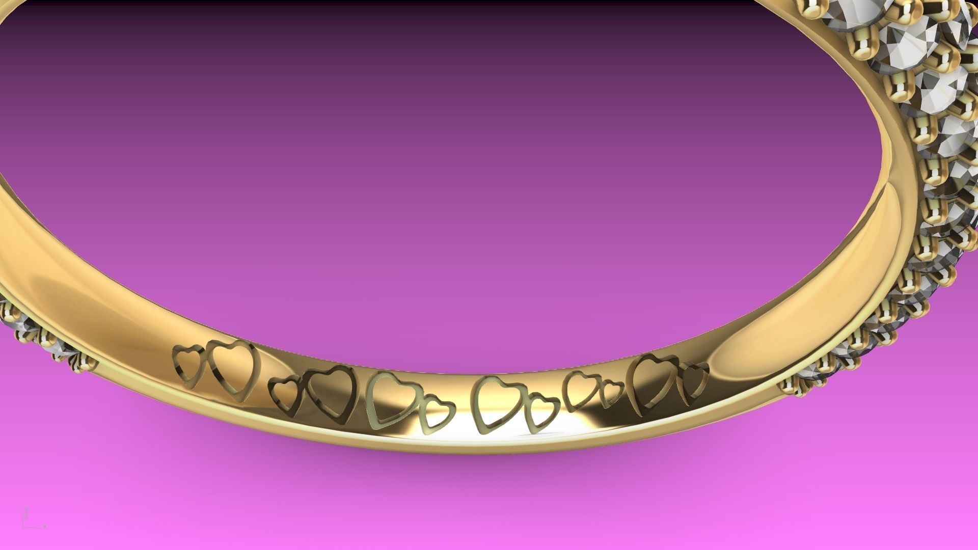 heart engraved diamond ring stl verified  3D print model_10