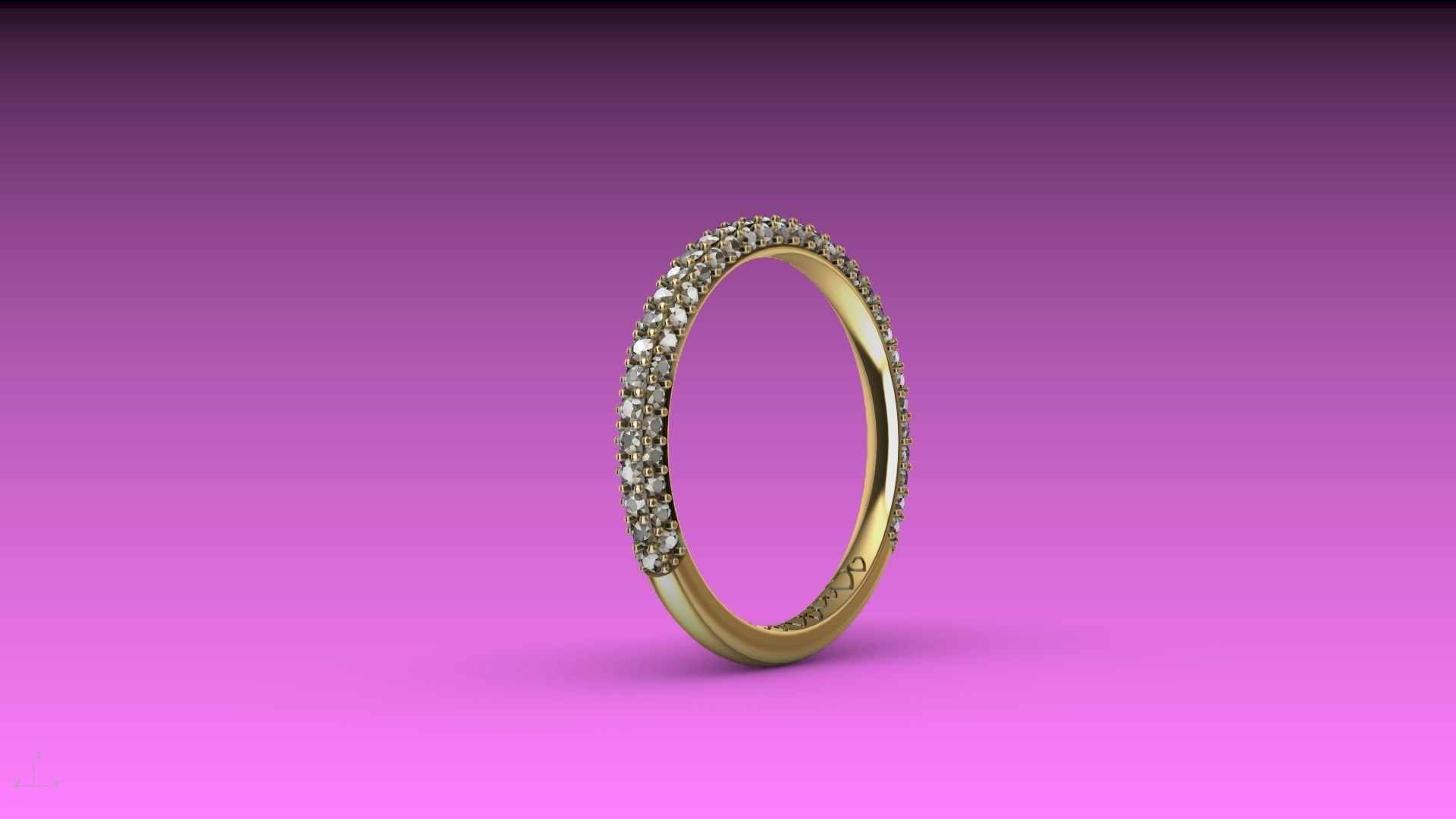 heart engraved diamond ring stl verified  3D print model_17