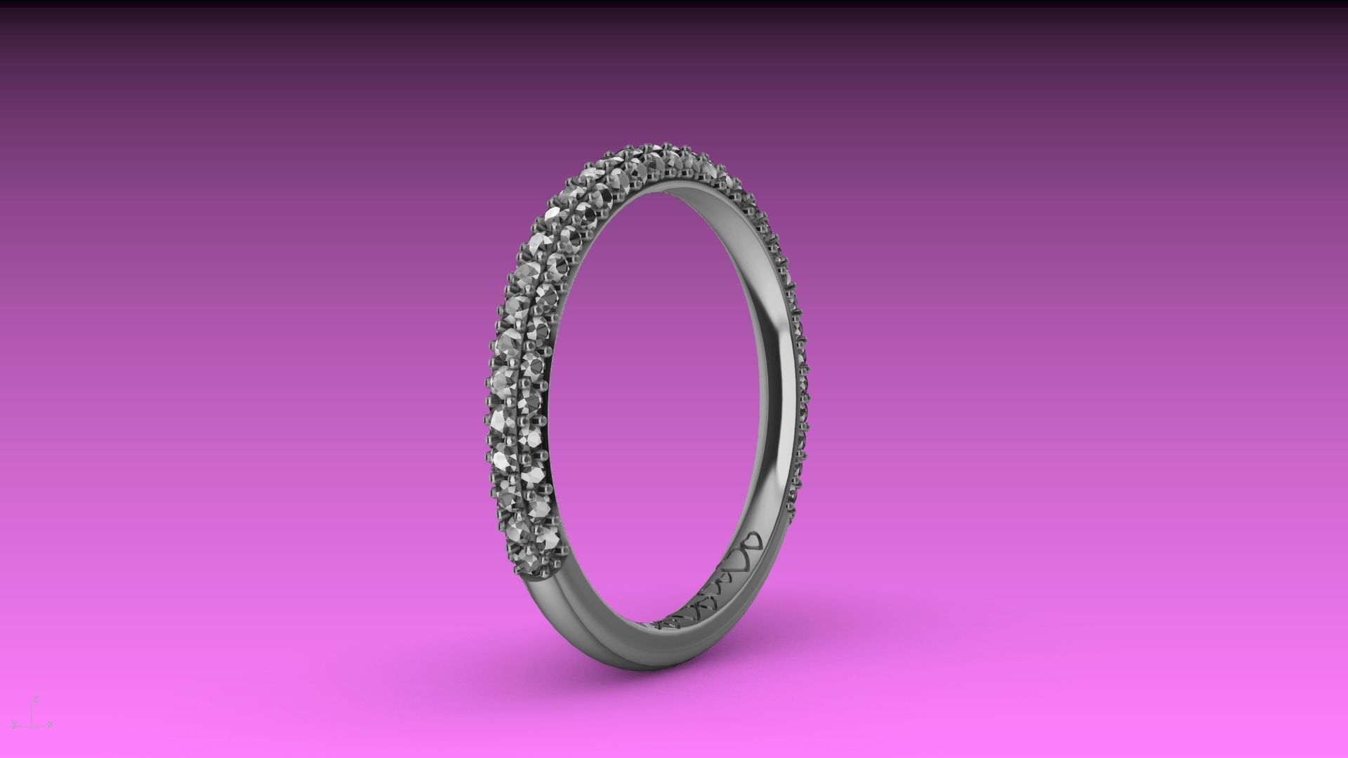 heart engraved diamond ring stl verified  3D print model_29
