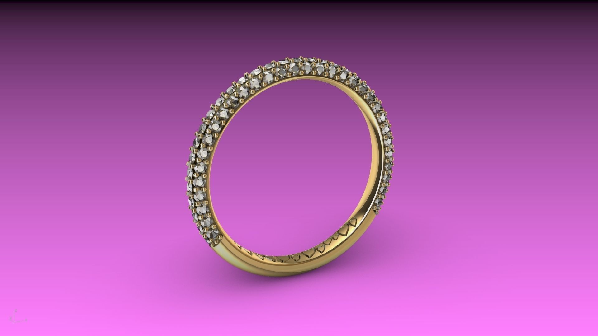 heart engraved diamond ring stl verified  3D print model_7