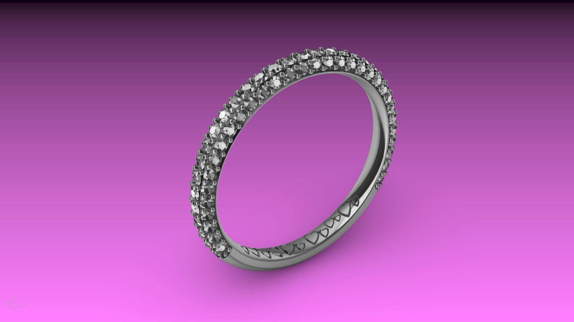 heart engraved diamond ring stl verified  3D print model_26