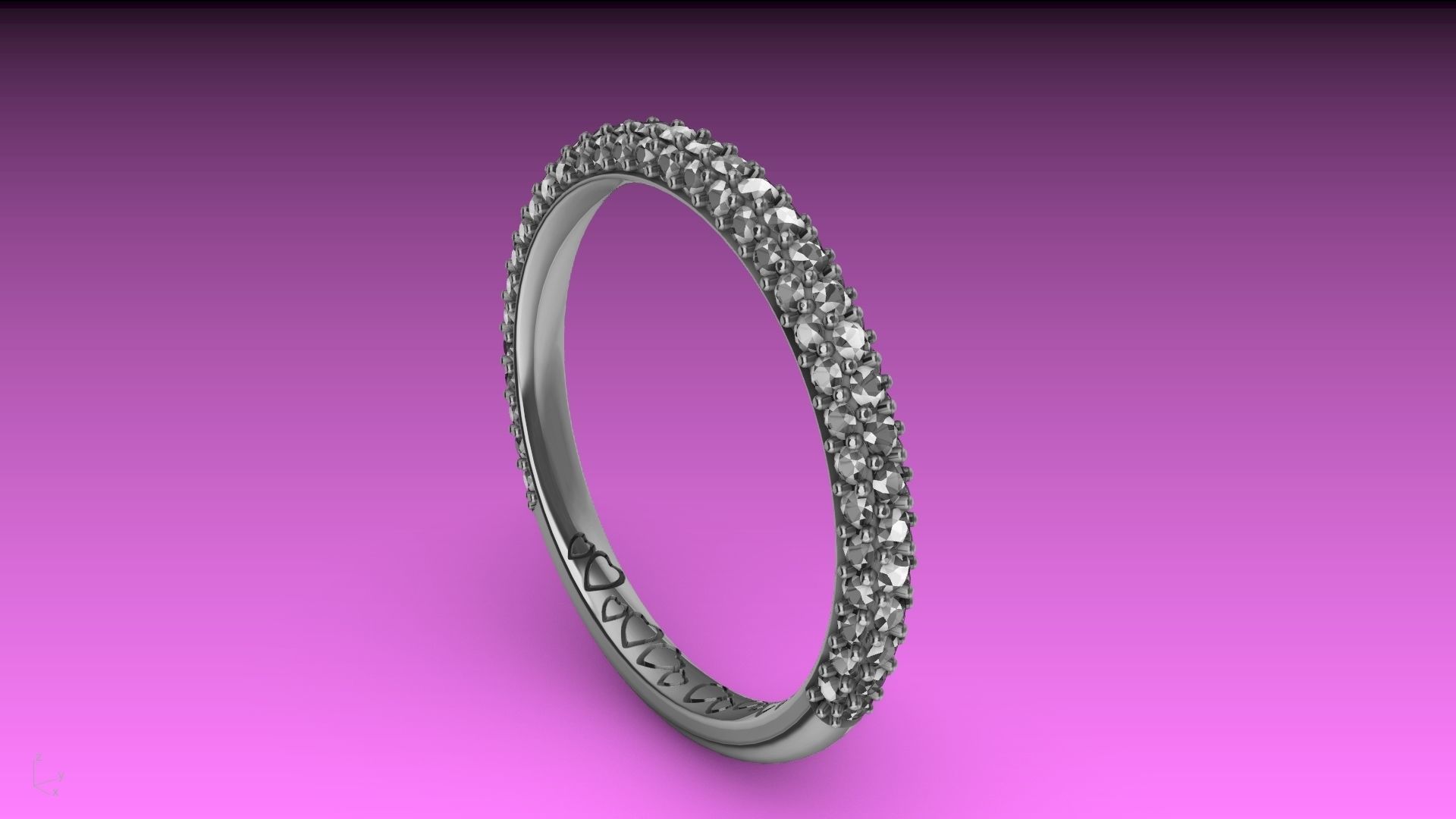 heart engraved diamond ring stl verified  3D print model_28