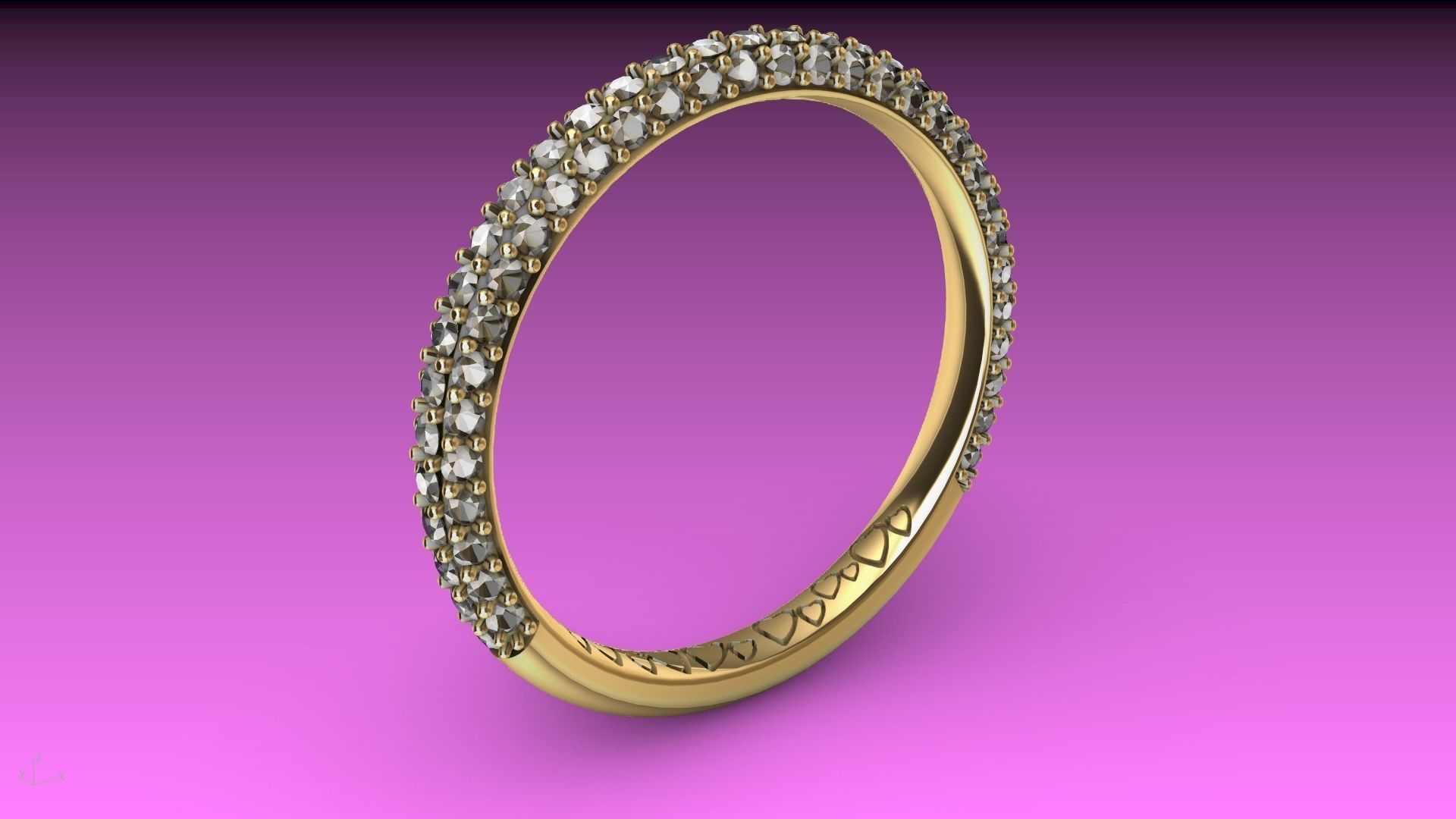 heart engraved diamond ring stl verified  3D print model_13