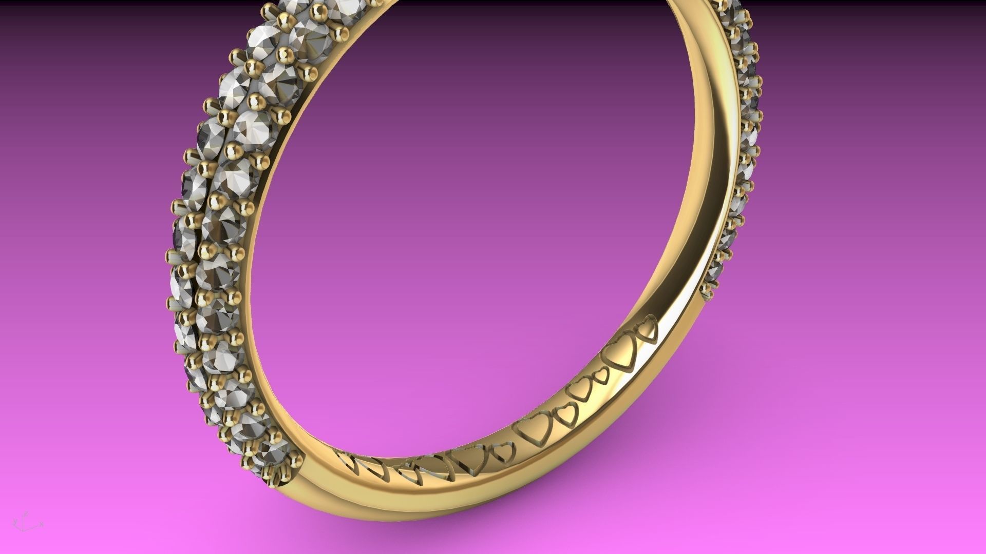 heart engraved diamond ring stl verified  3D print model_12