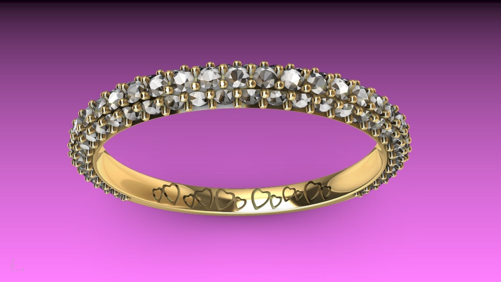 heart engraved diamond ring stl verified  3D print model_1