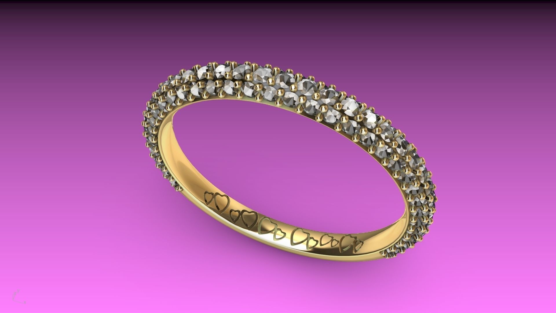 heart engraved diamond ring stl verified  3D print model_2