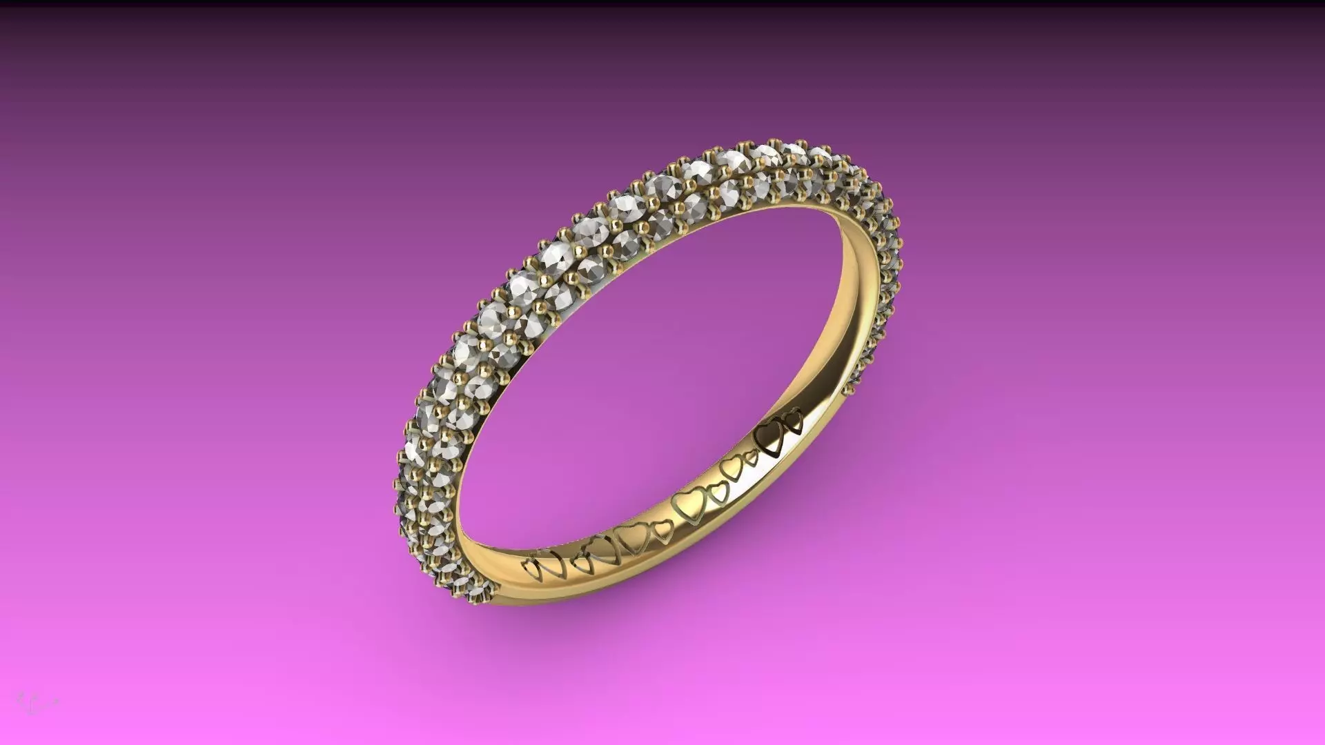 heart engraved diamond ring stl verified  3D print model_0