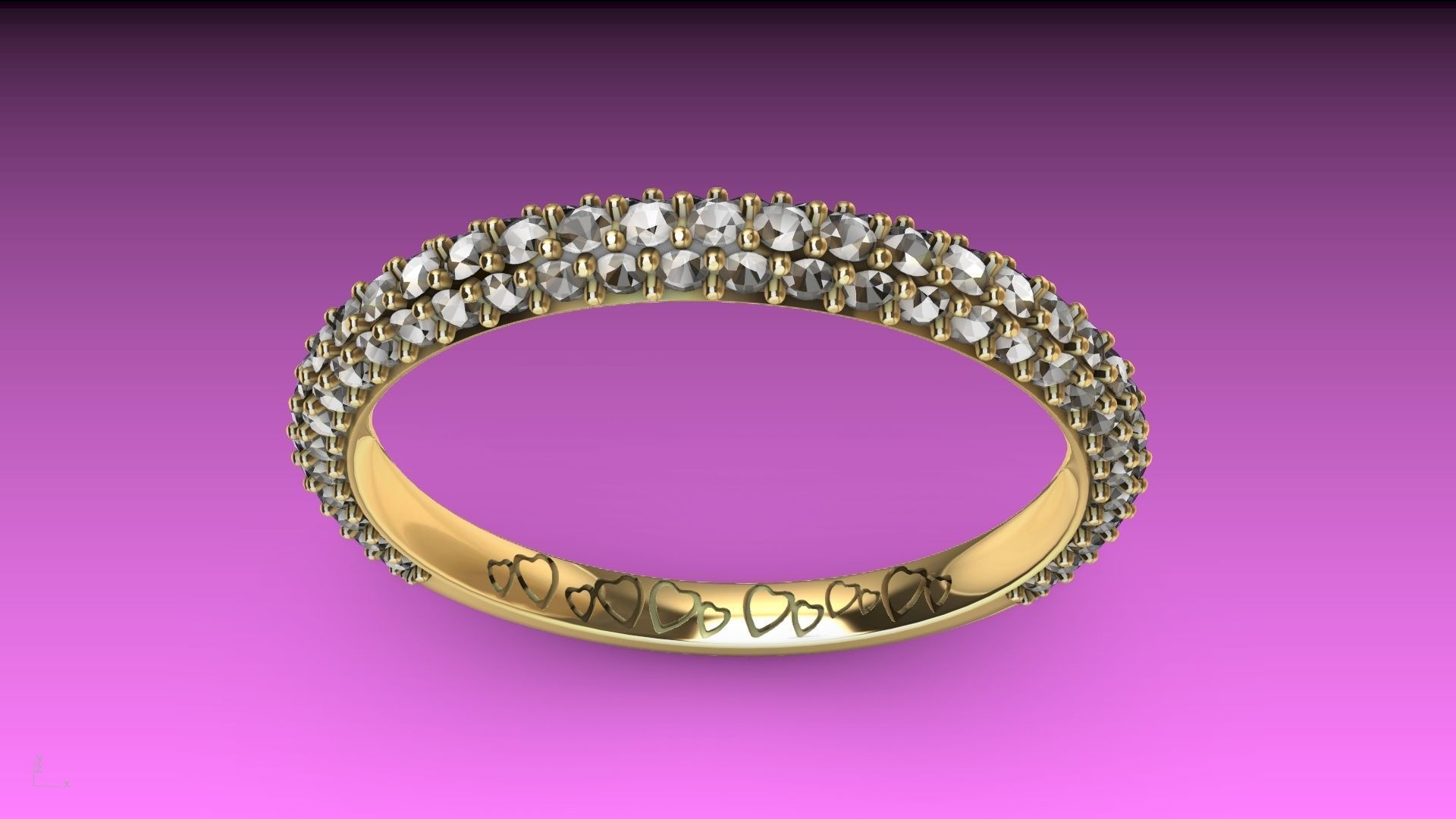 heart engraved diamond ring stl verified  3D print model_9