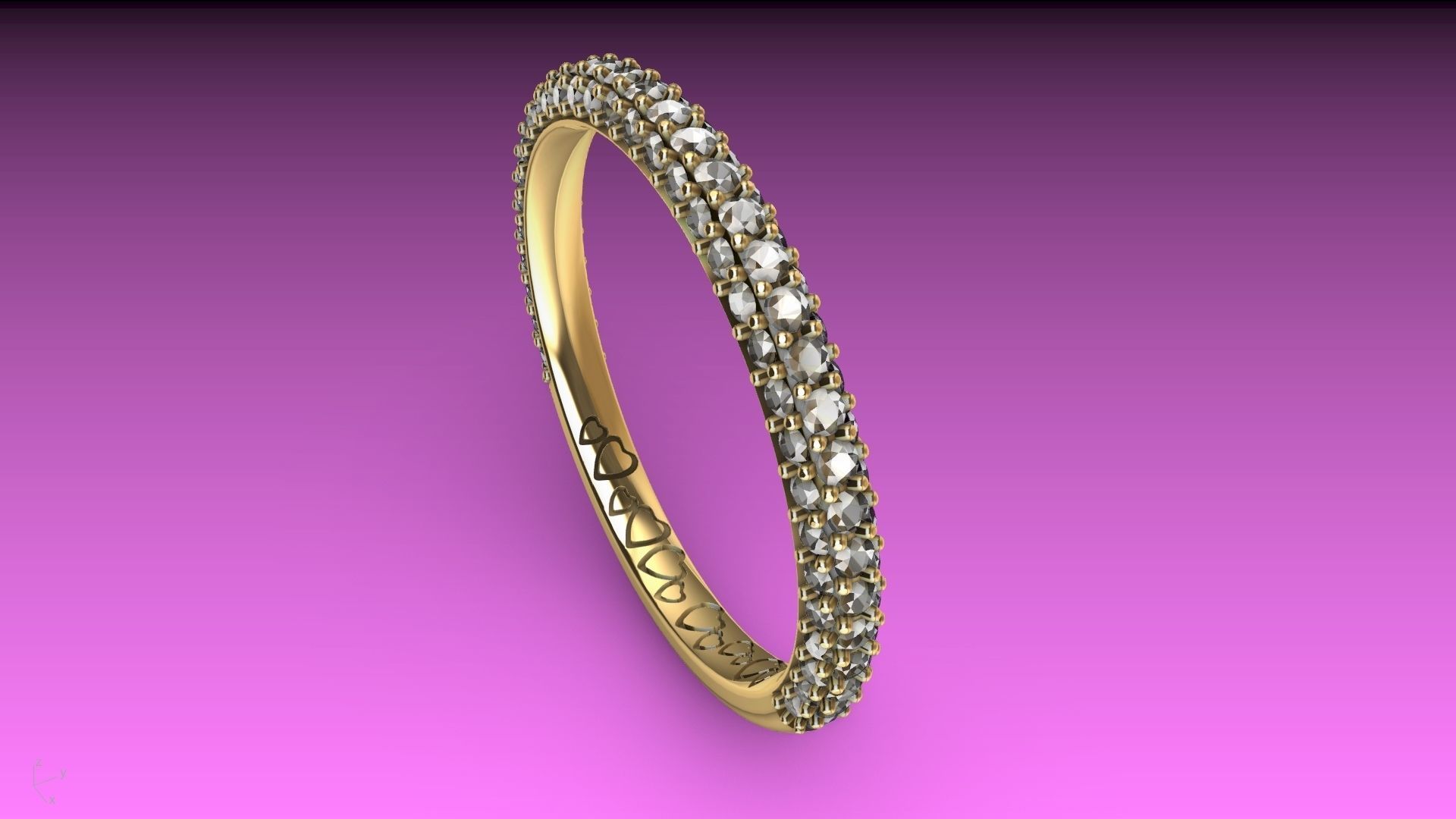 heart engraved diamond ring stl verified  3D print model_14