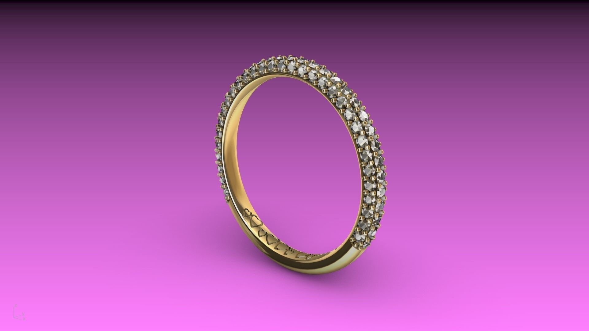 heart engraved diamond ring stl verified  3D print model_8