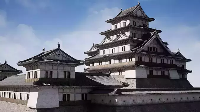 Japanese Modular Castle Low-poly 3D model