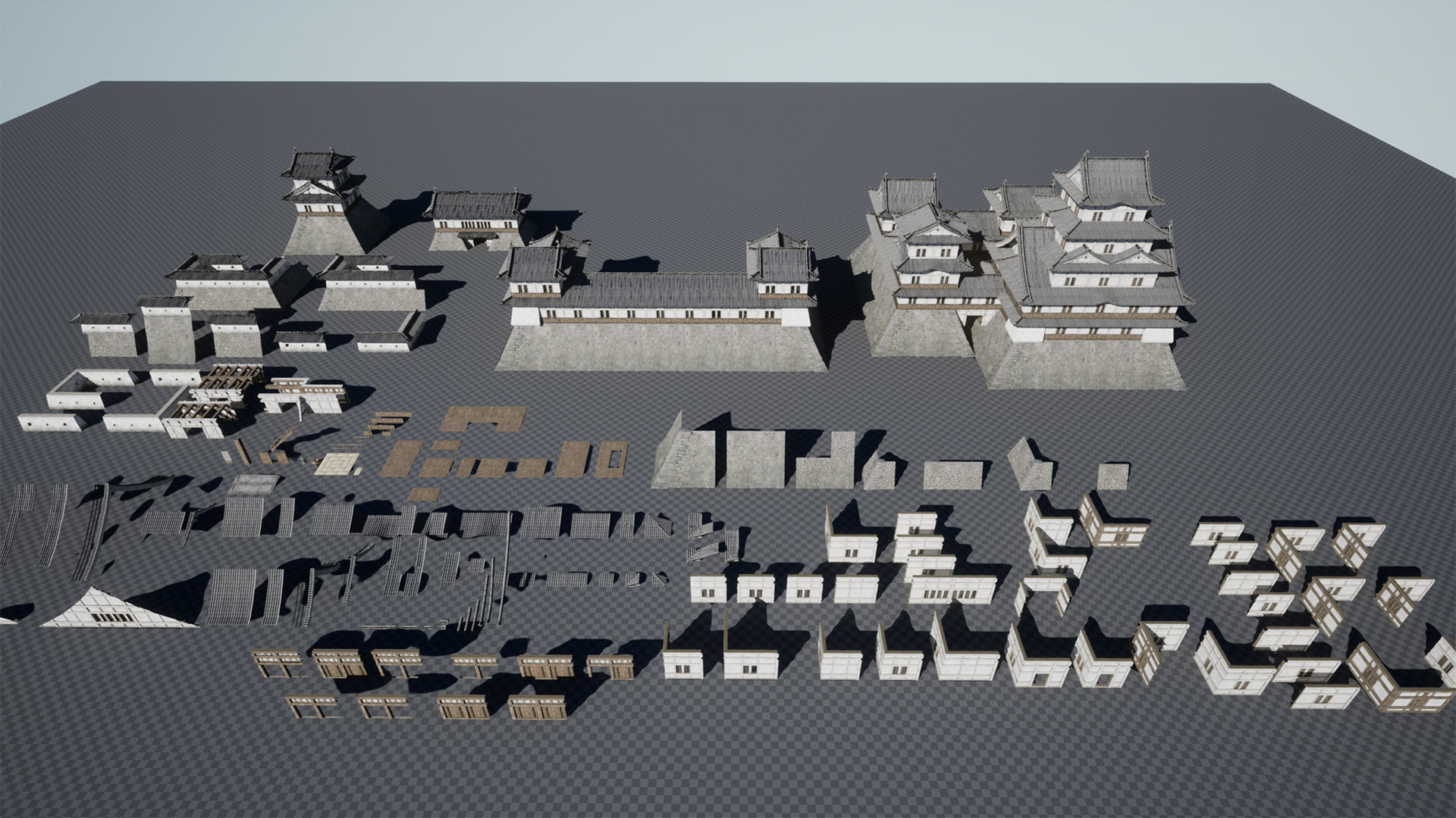 Japanese Modular Castle Low-poly 3D model_12